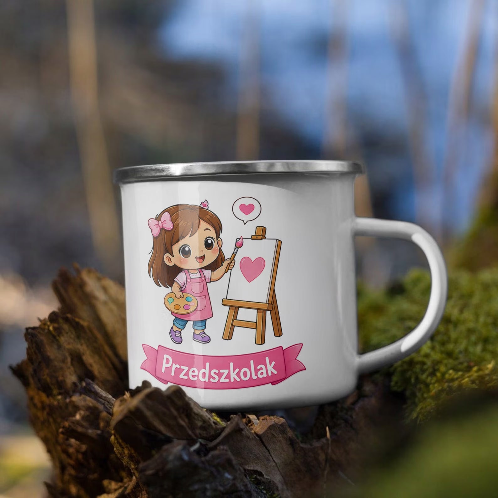 Zestaw Kubek Emaliowany Poduszka Z Nadrukiem Przedszkolak Szkoła Prezent