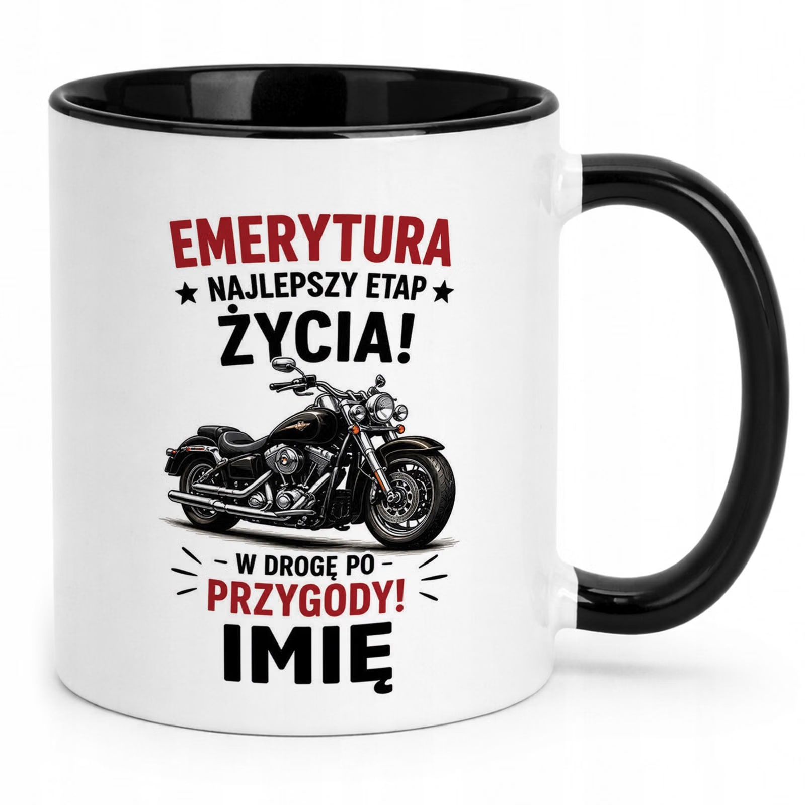 Kubek Czarny Personalizowany z Nadrukiem Emerytura Dla Emeryta Prezent