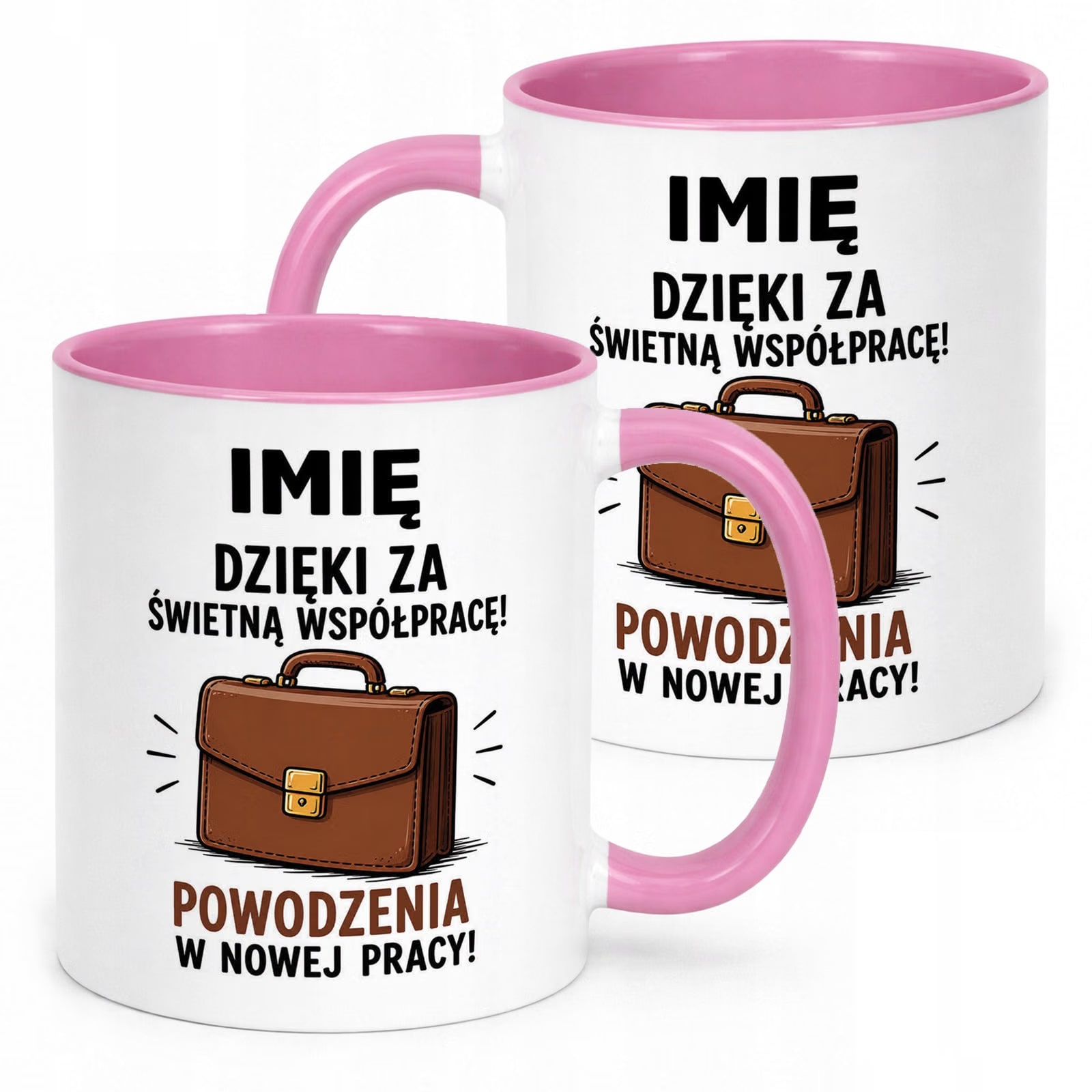 Kubek Różowy Personalizowany z Nadrukiem Pożegnanie Odejście z Pracy