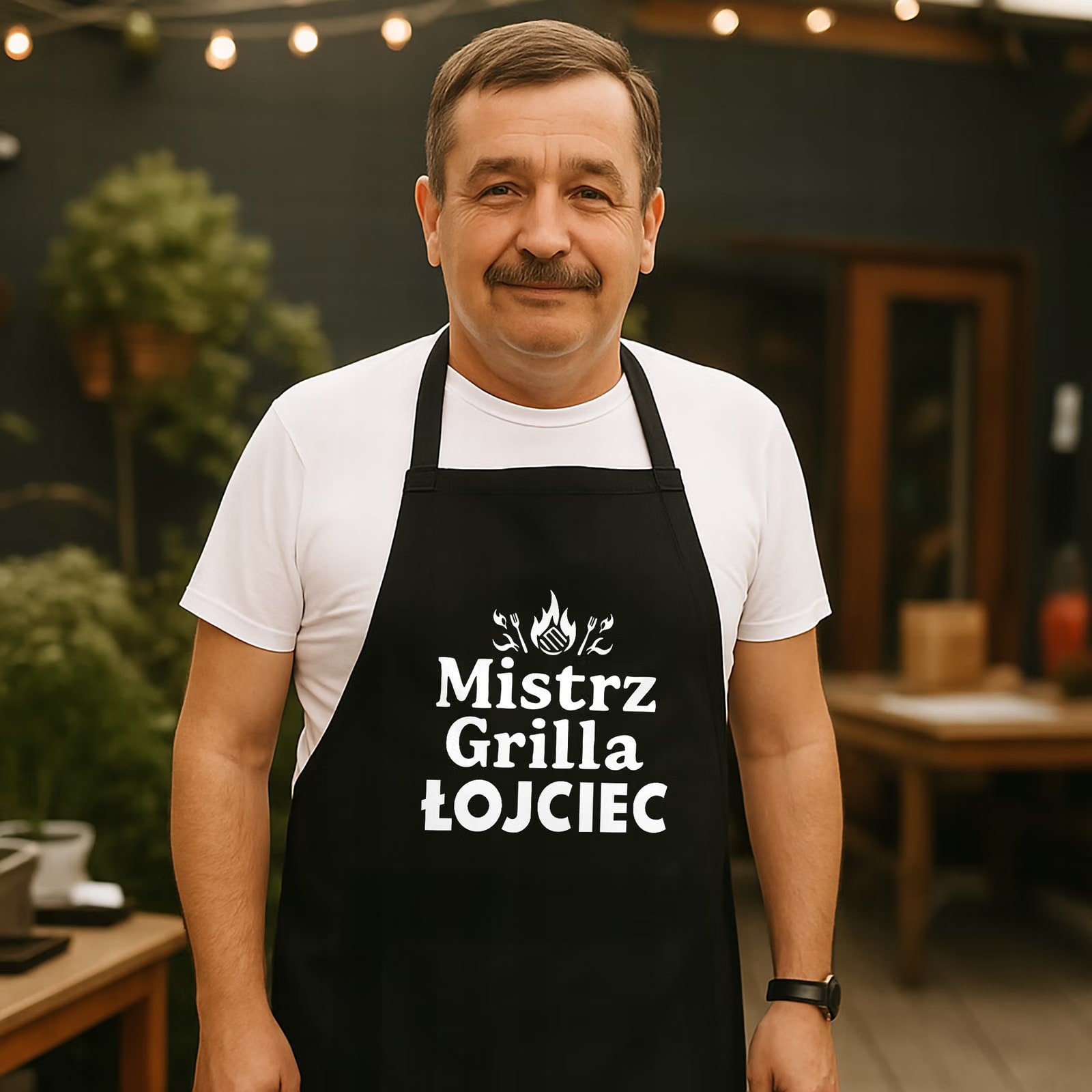 Bawełniany Czarny Fartuch Kuchenny Dzień Ojca Mistrz Grilla Łojciec Prezent