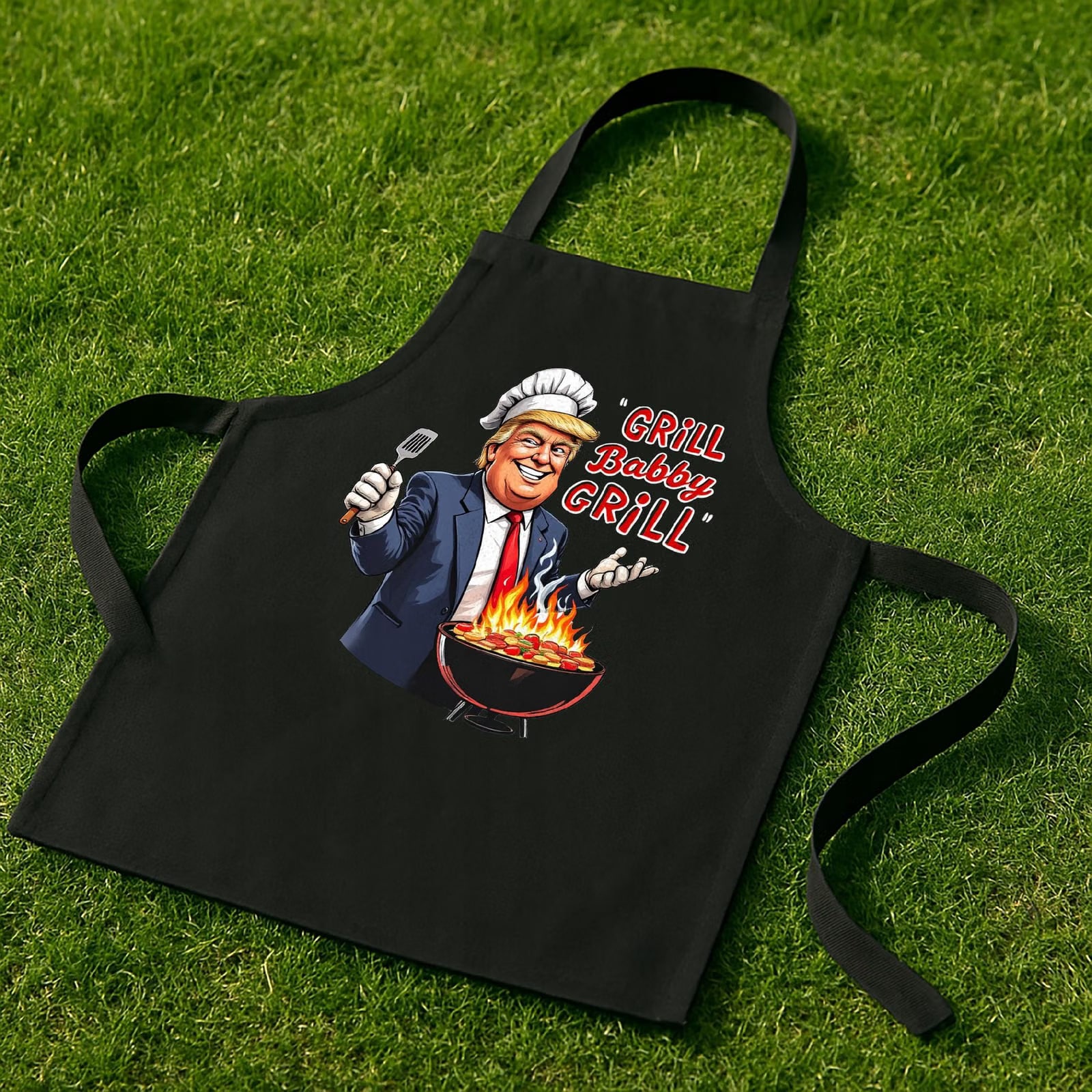 Bawełniany Czarny Fartuch Kuchenny Grill Baby Trump Fartuszek Z Nadrukiem