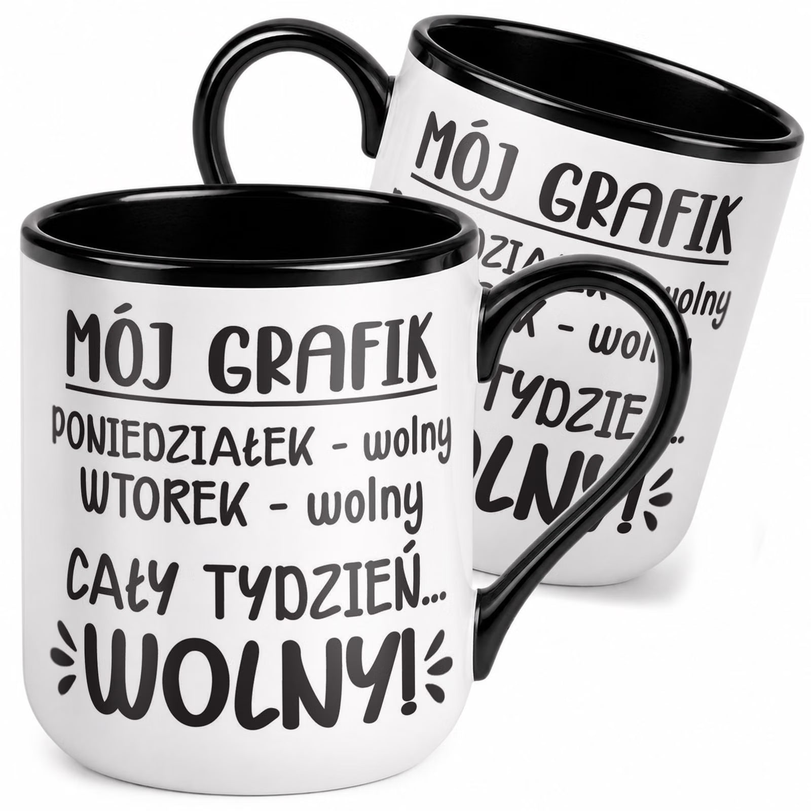 Kubek z nadrukiem Premium Czarny Emerytura Dla Emeryta Upominek Prezent