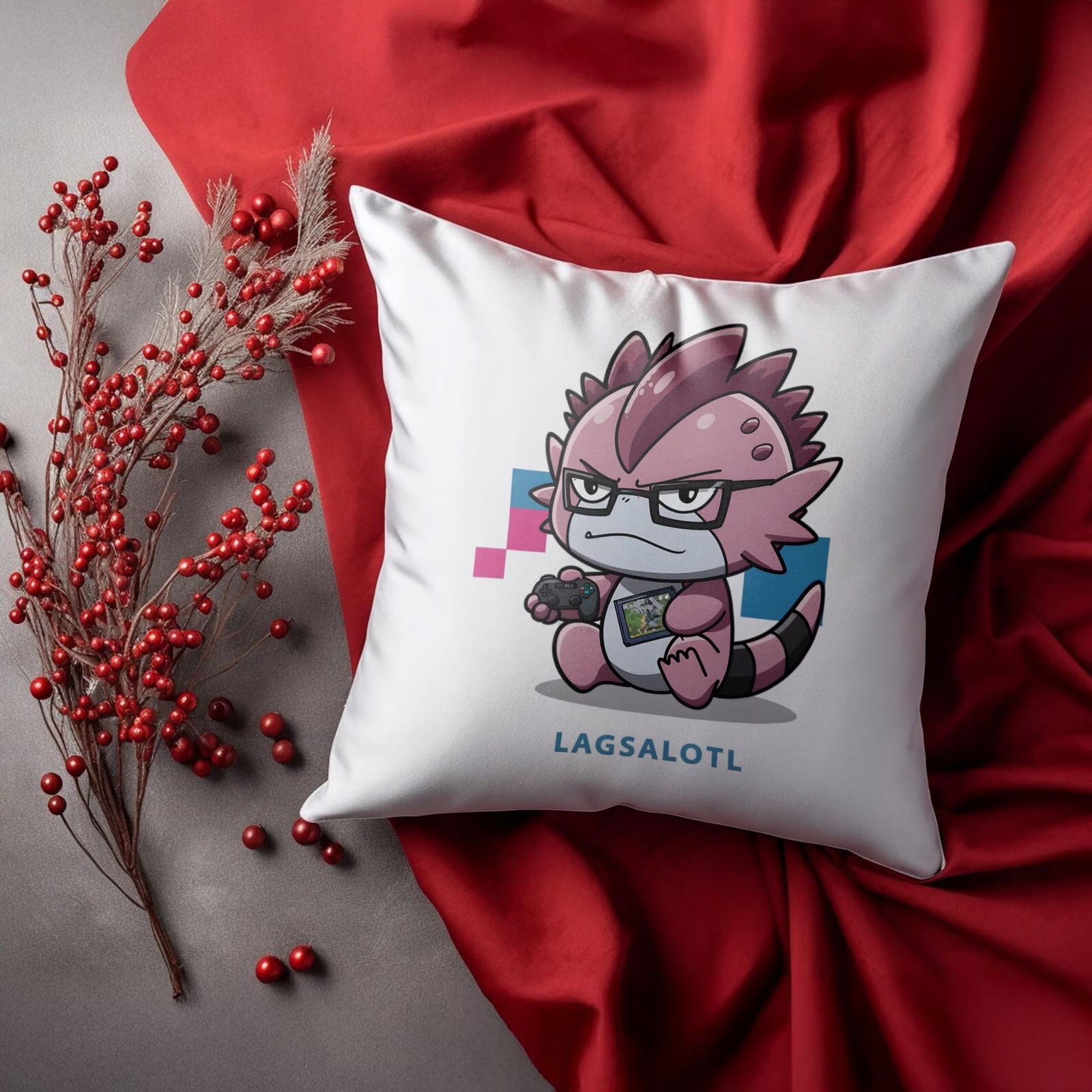 Poduszka dla dziecka różowa Aksolotl Axolotl Różowy Zwierzak Trend Viral