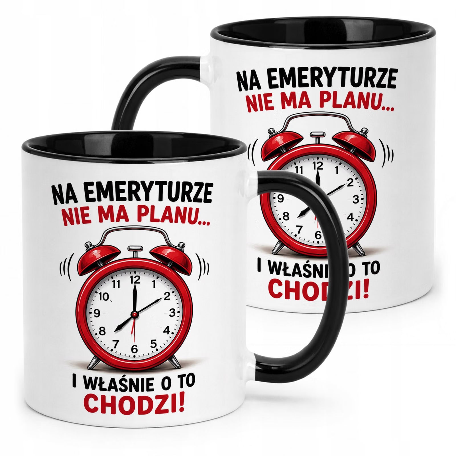 Kubek Czarny z nadrukiem Emerytura Dla Emeryta Emerytki Upominek Prezent