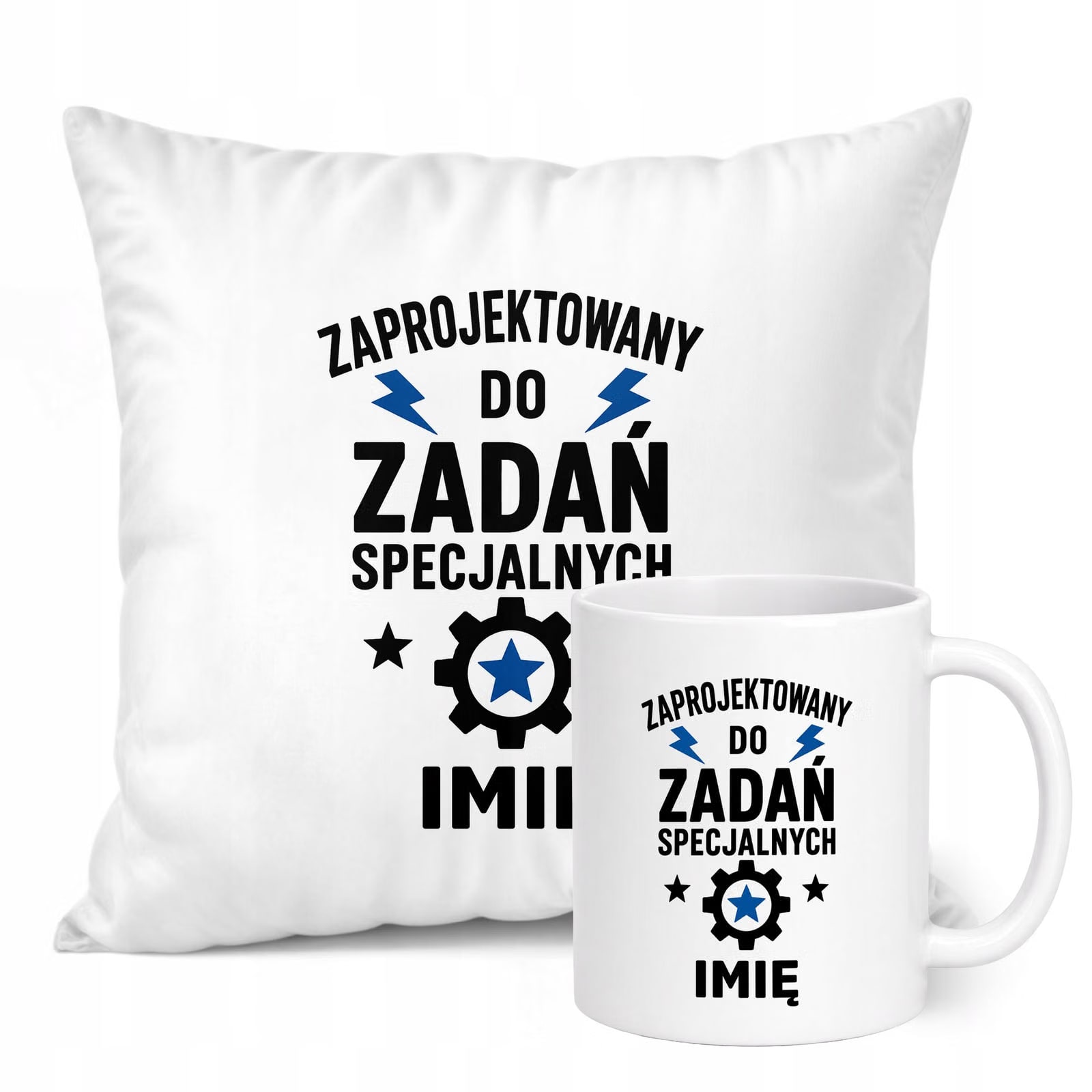 Zestaw Personalizowany Kubek Biały Poduszka Dzień Chłopaka Z Nadrukiem