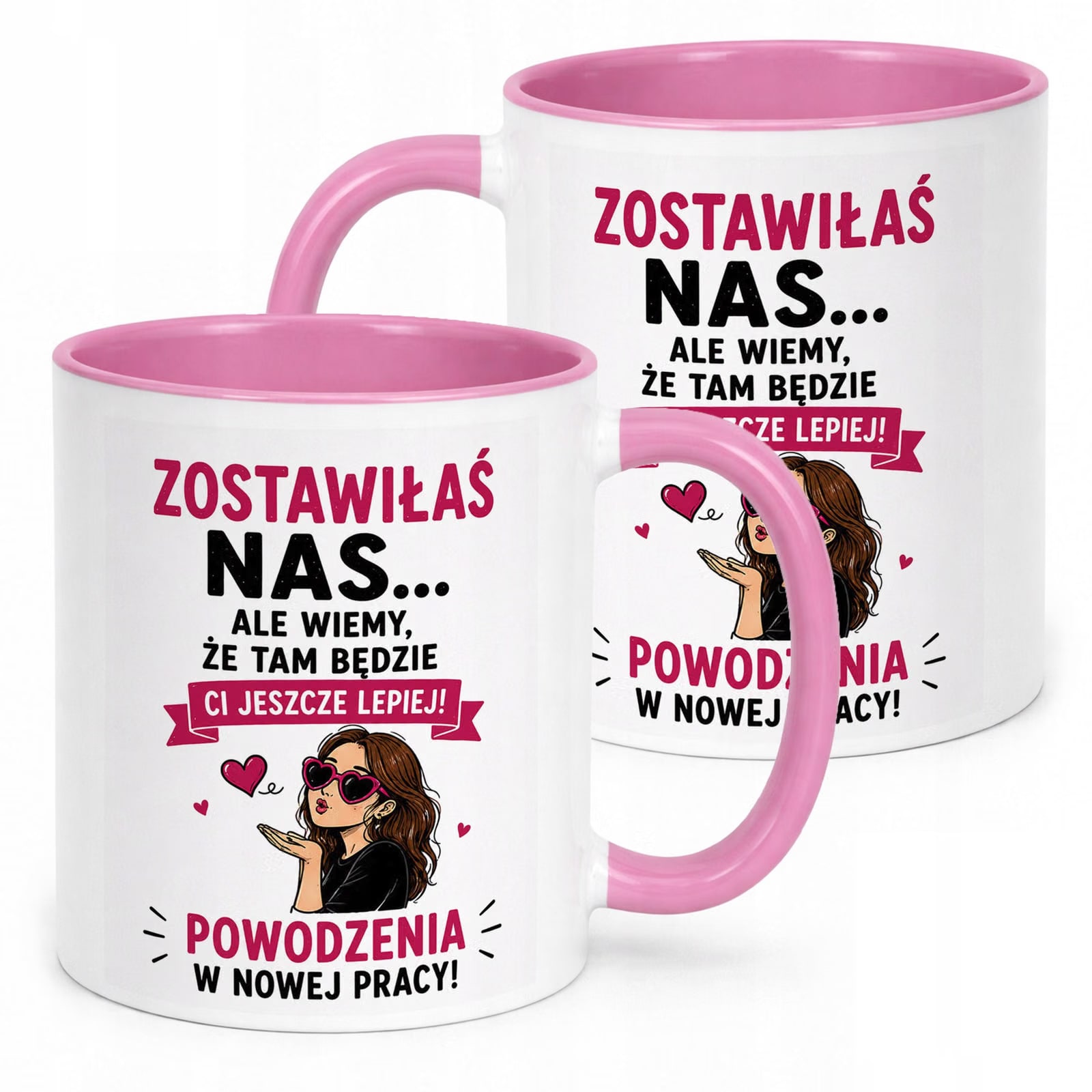 Kubek Różowy z nadrukiem Pożegnanie Odejście z Pracy Dla Koleżanki