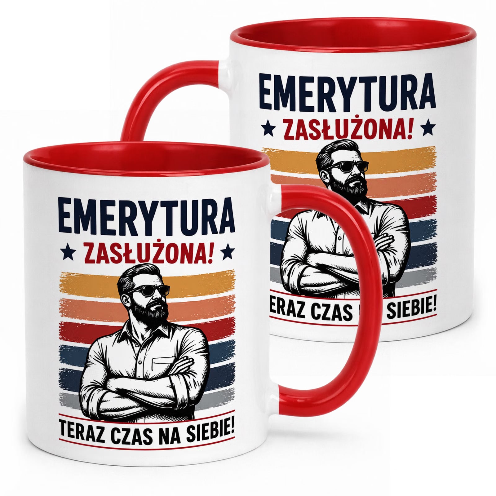 Kubek Czerwony z nadrukiem Emerytura Dla Emeryta Upominek Prezent