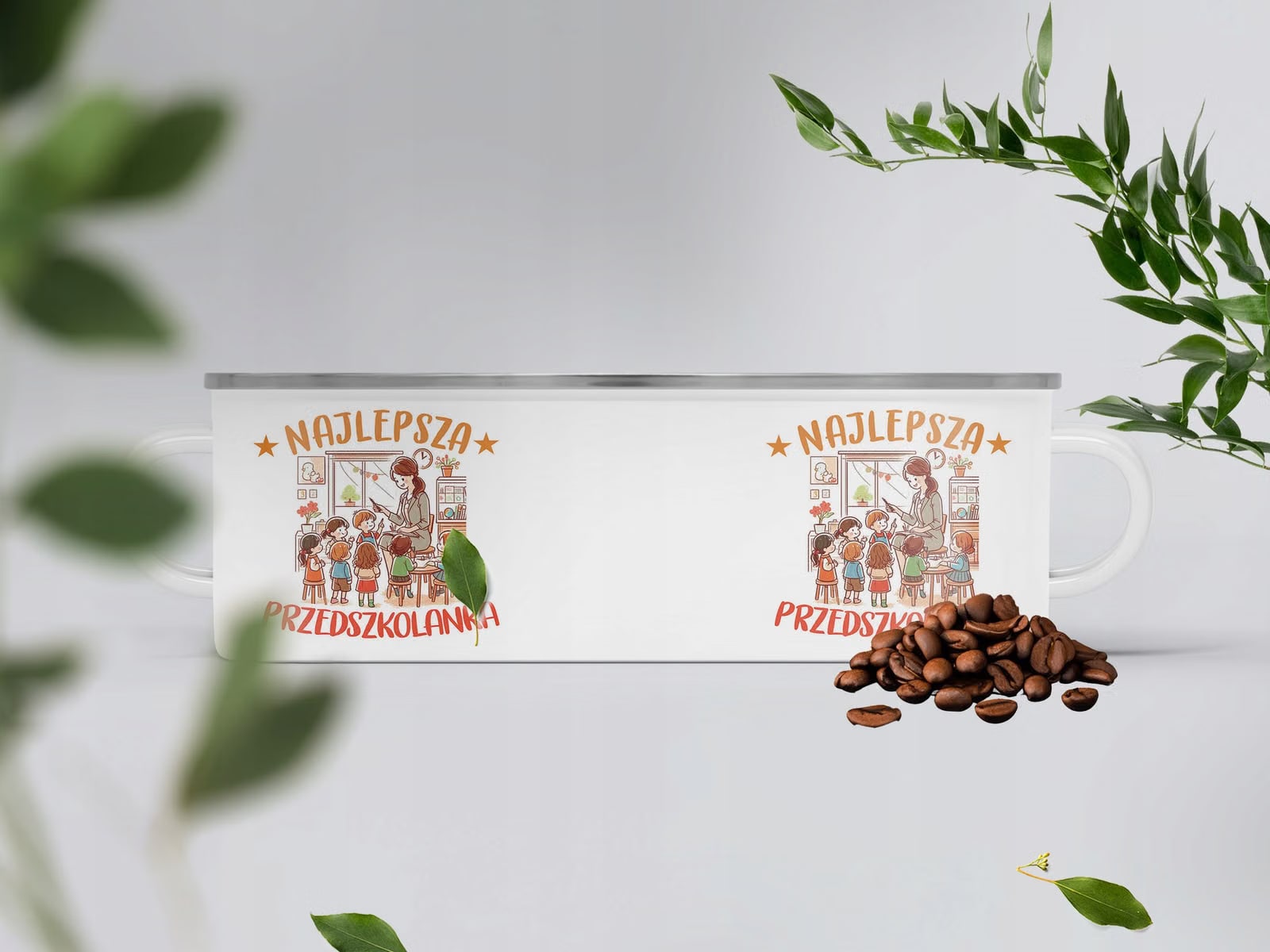 Kubek Emaliowany Premium Złoty Najlepsza z Nadrukiem Biały Metalowy