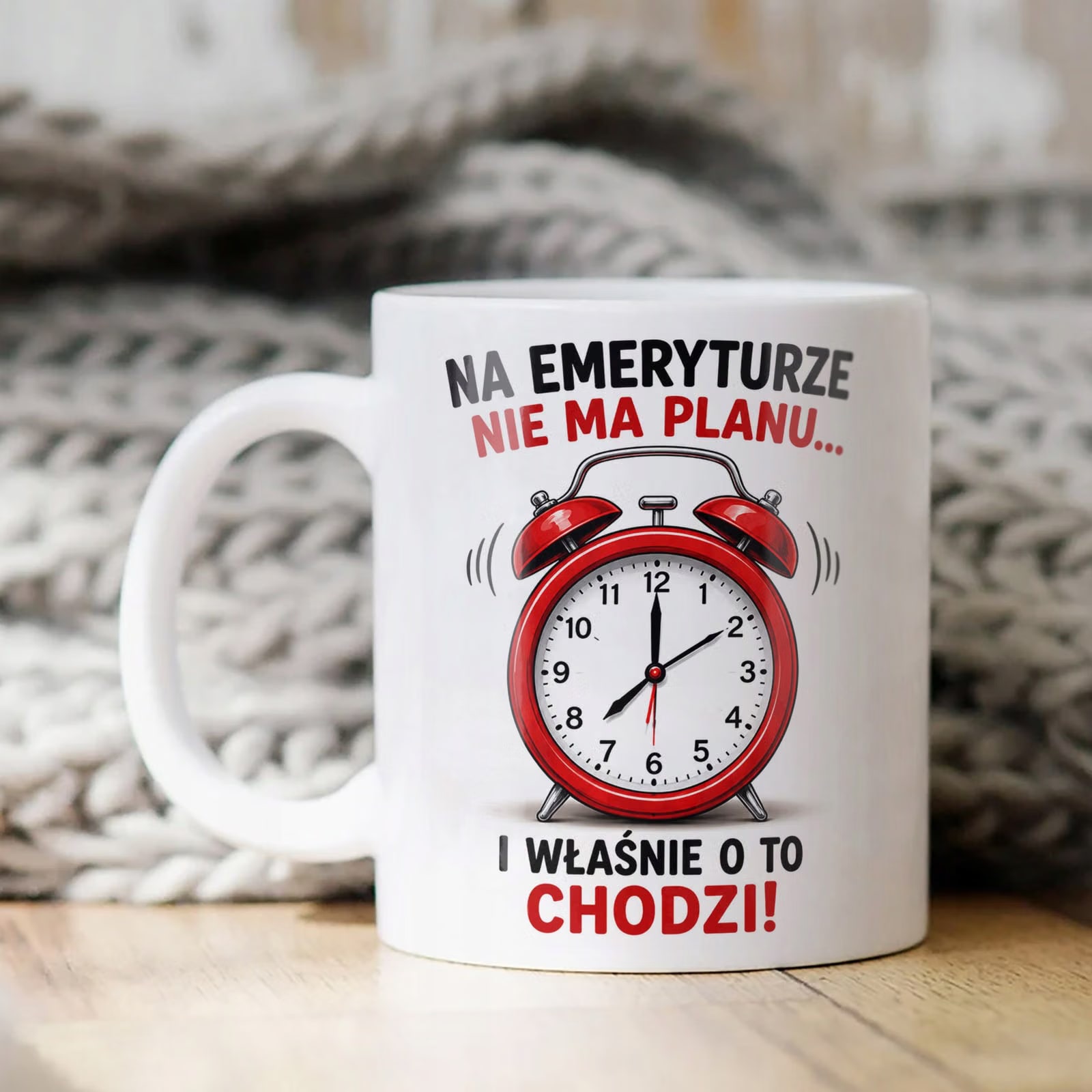 Biały Kubek z nadrukiem Emerytura Dla Emeryta Emerytki Upominek Prezent