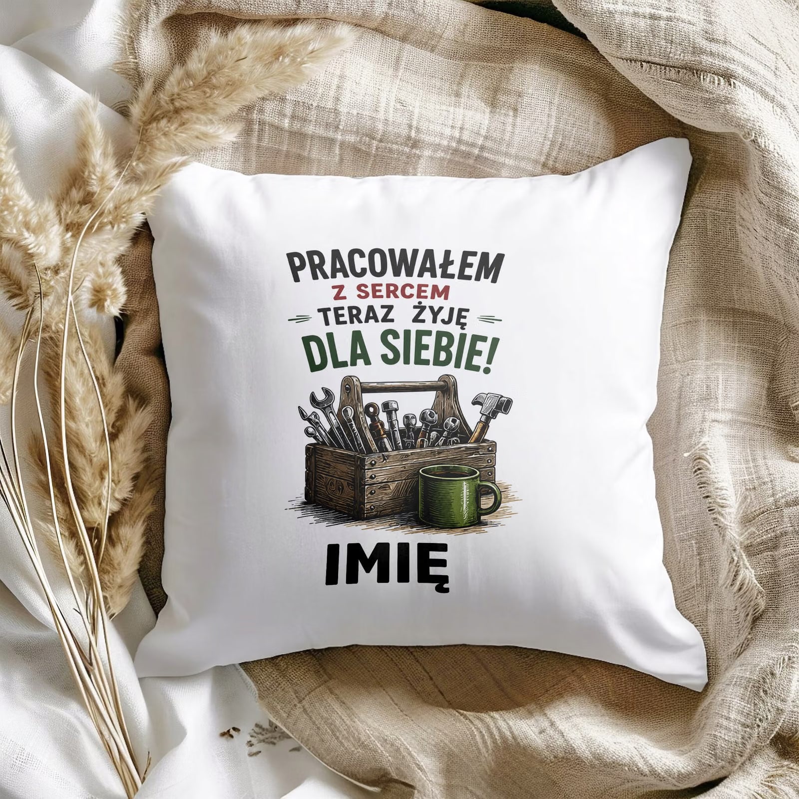 Poduszka Jasiek Personalizowana 38x38cm z Nadrukiem Emerytura Prezent