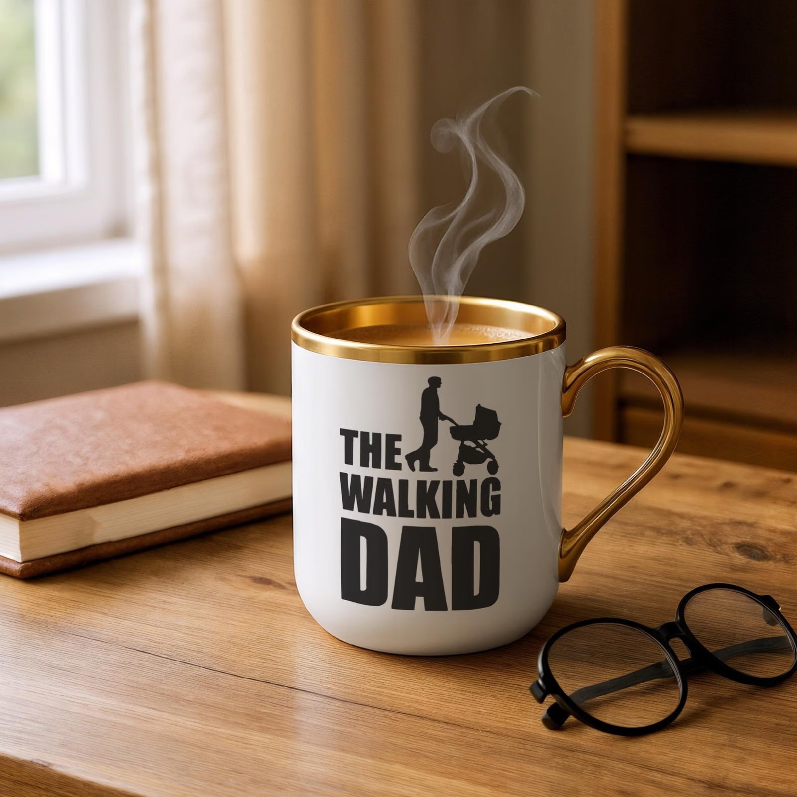 Kubek Premium Złoty Dzień Ojca Dla Taty The Walking Dad Prezent