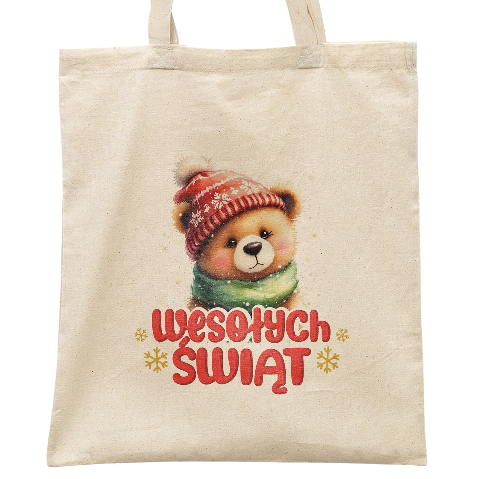 Torba shopper bawełniana świąteczna na zakupy z nadrukiem prezent