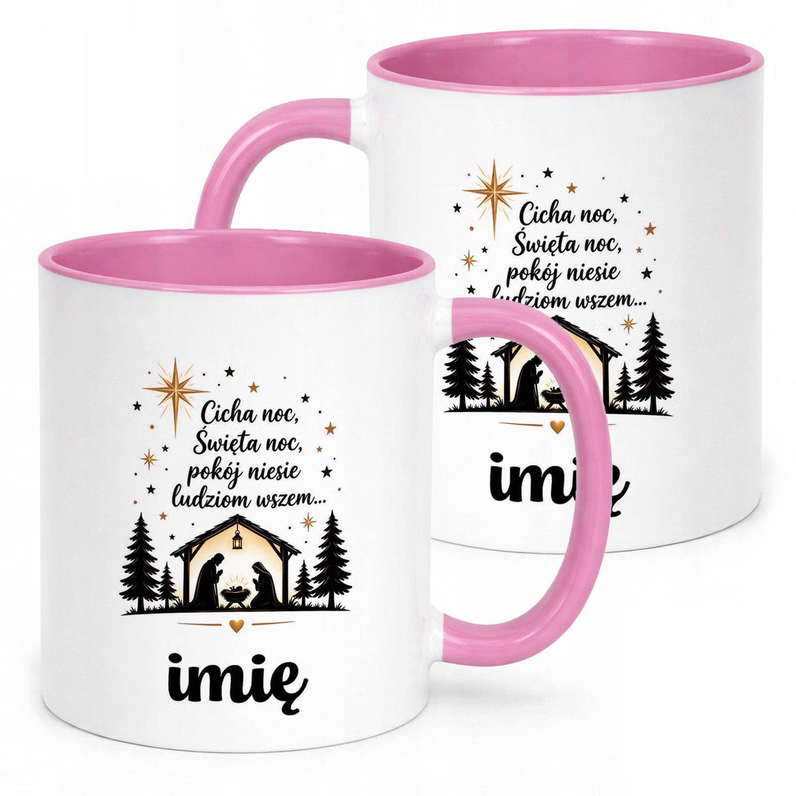 Kubek Różowy Personalizowany z Nadrukiem Boże Narodzenie Święta Prezent