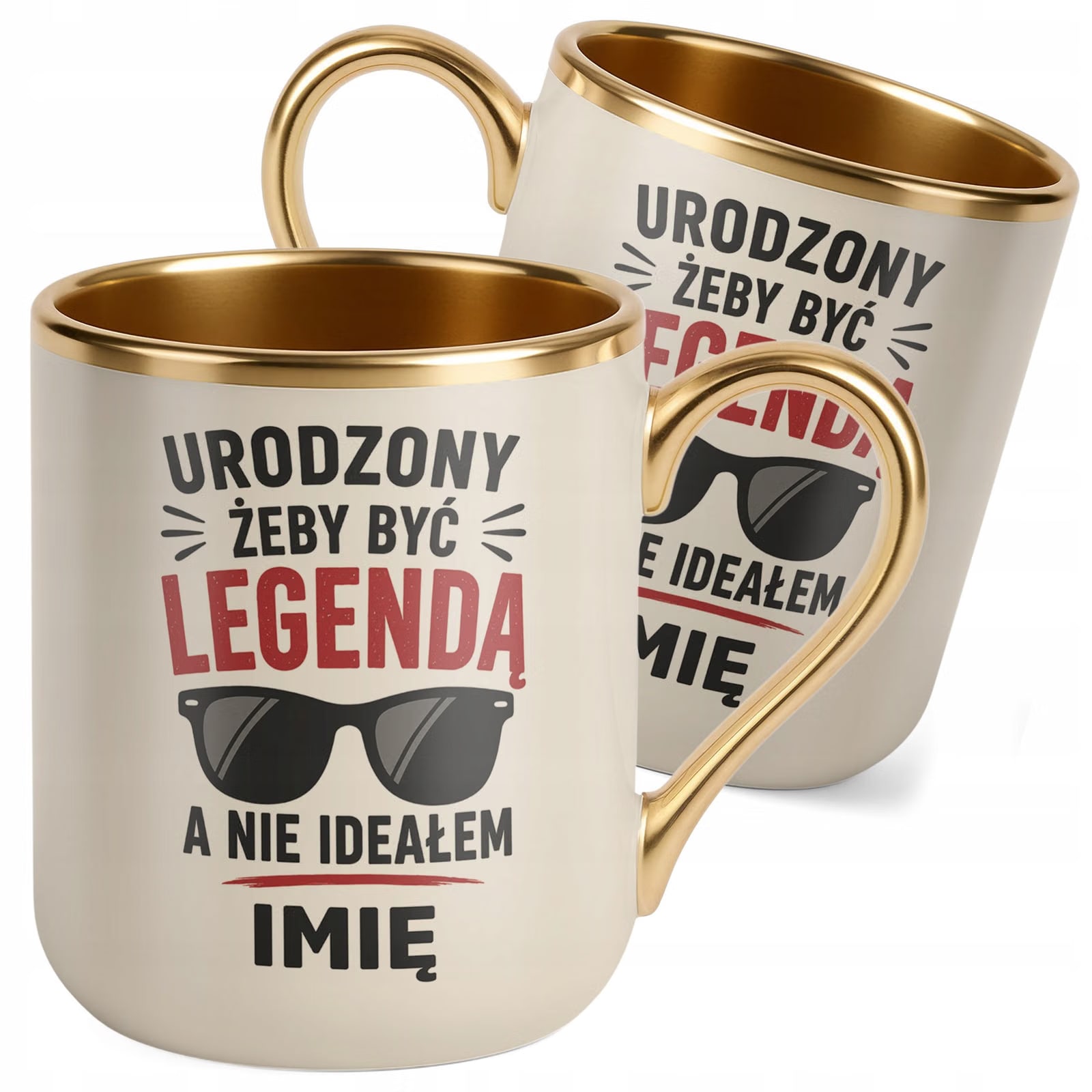 Kubek personalizowany z nadrukiem Premium Złoty Ecru Dzień Chłopaka