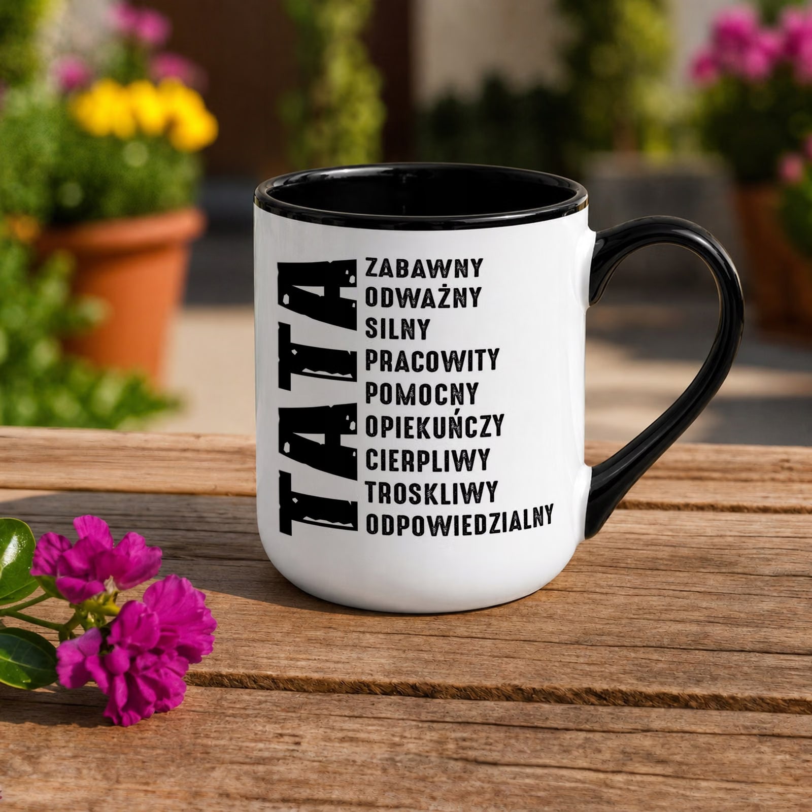 Kubek z nadrukiem Premium Czarny Dla Taty Dzień Ojca Upominek Prezent