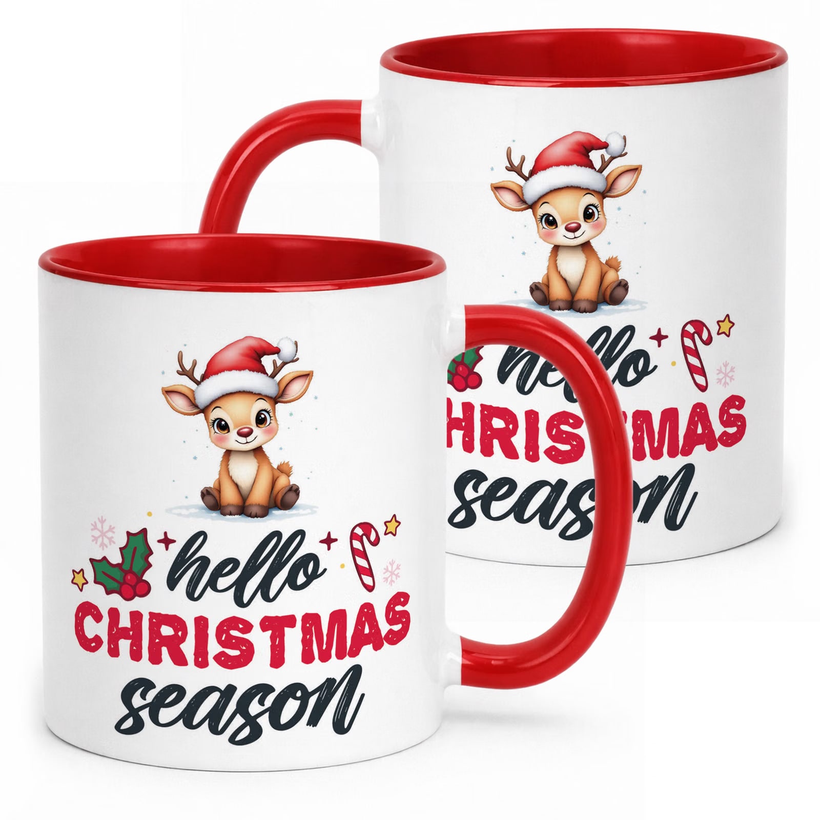 Kubek Czerwony z Nadrukiem Boże Narodzenie Hello Christmas Season Prezent