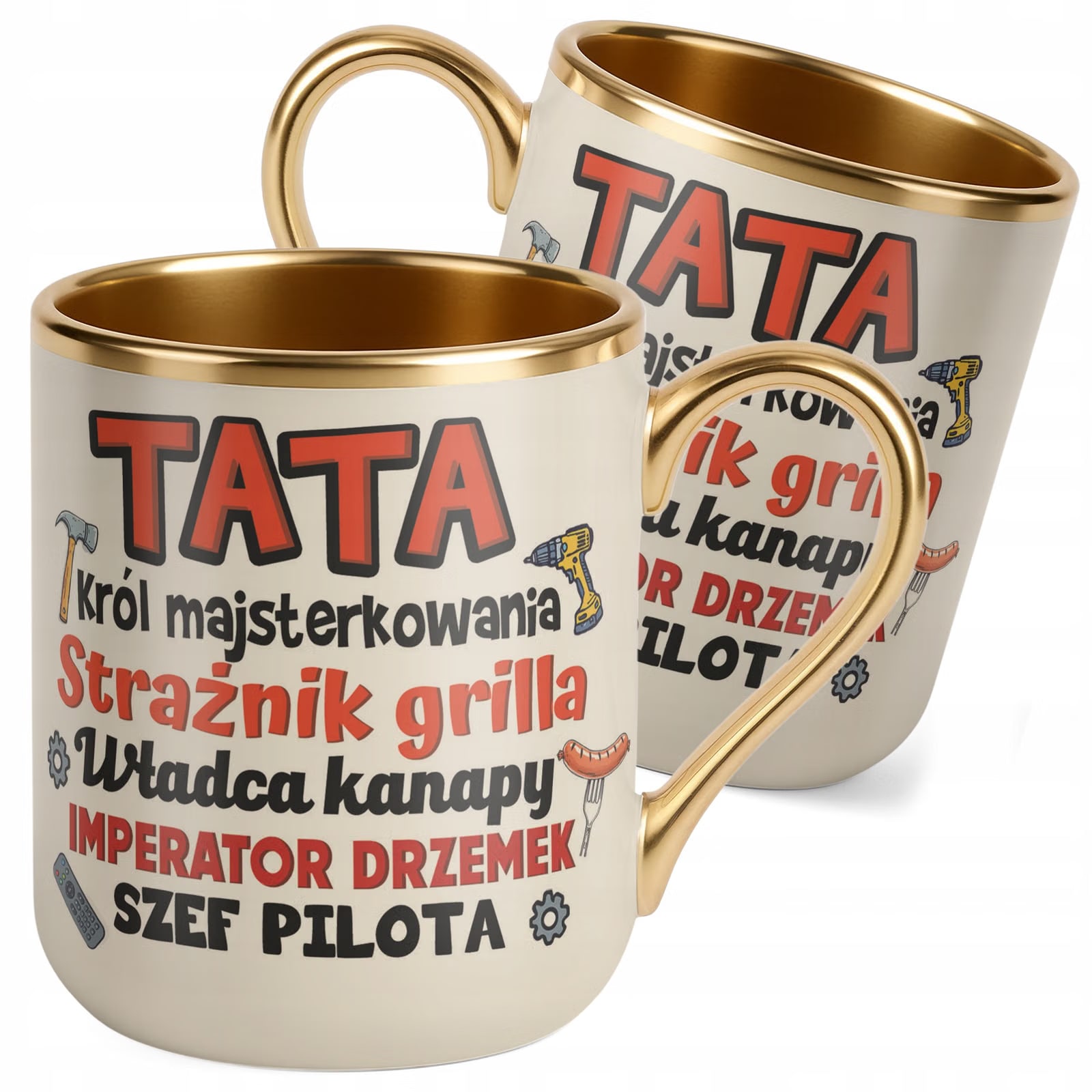 Kubek Premium Złoty Ecru Dzień Ojca Dla Taty Majstra Prezent