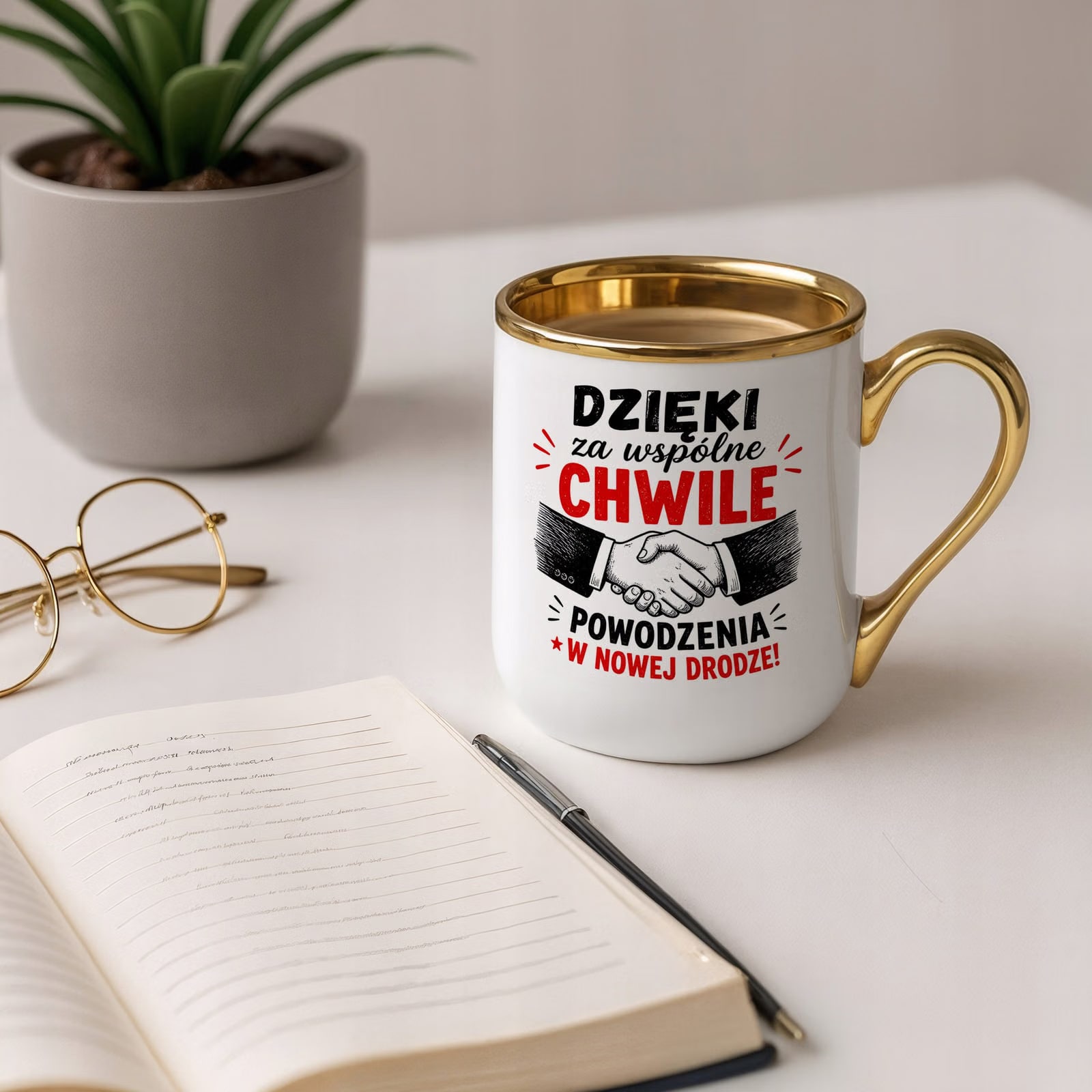 Kubek z nadrukiem Premium Złoty Pożegnanie Odejście z Pracy