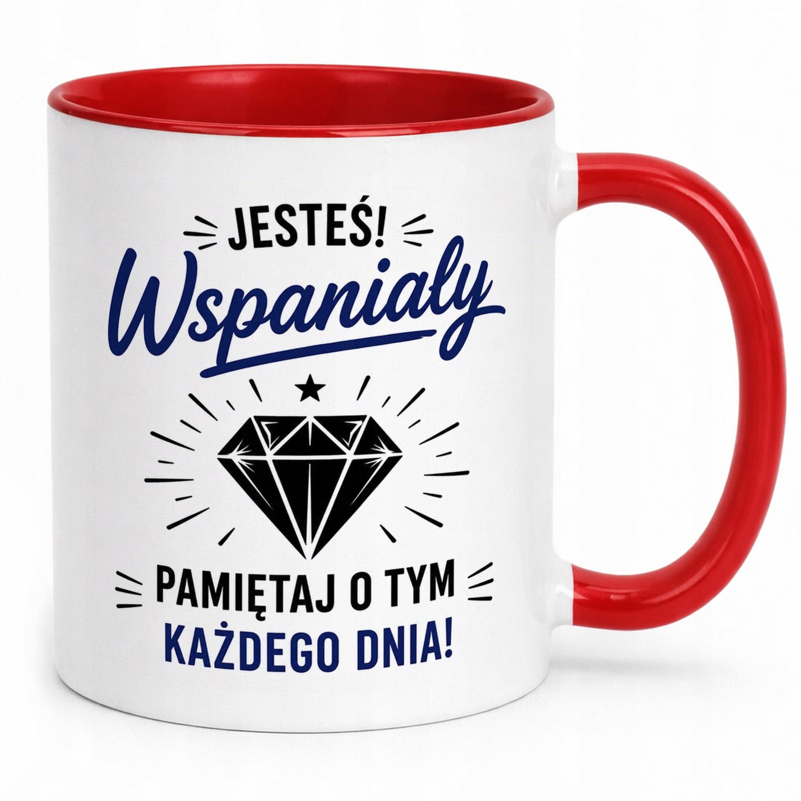Czerwony Kubek z nadrukiem Dzień Chłopaka Mężczyzny Upominek Prezent