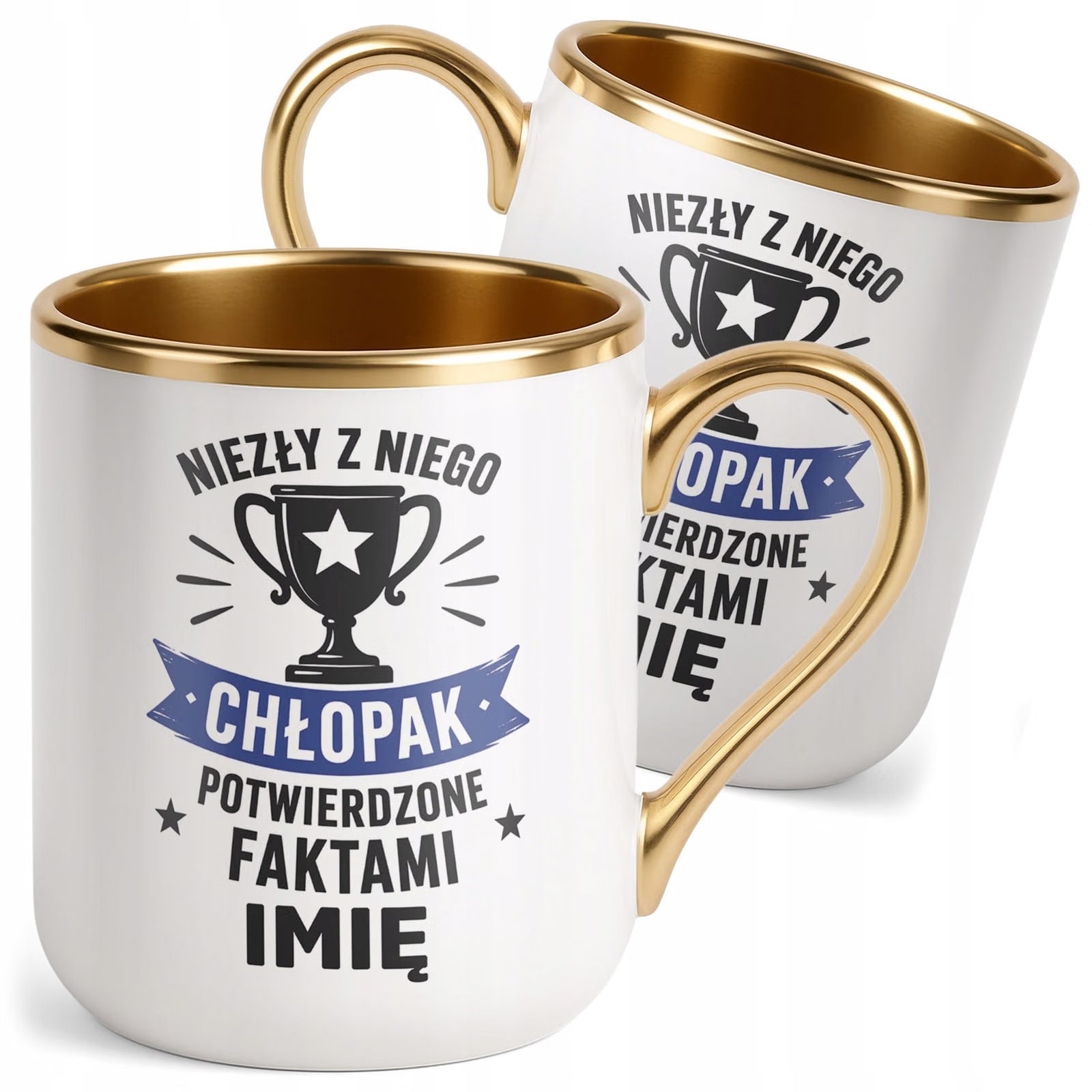 Kubek personalizowany z nadrukiem Premium Złoty Dzień Chłopaka