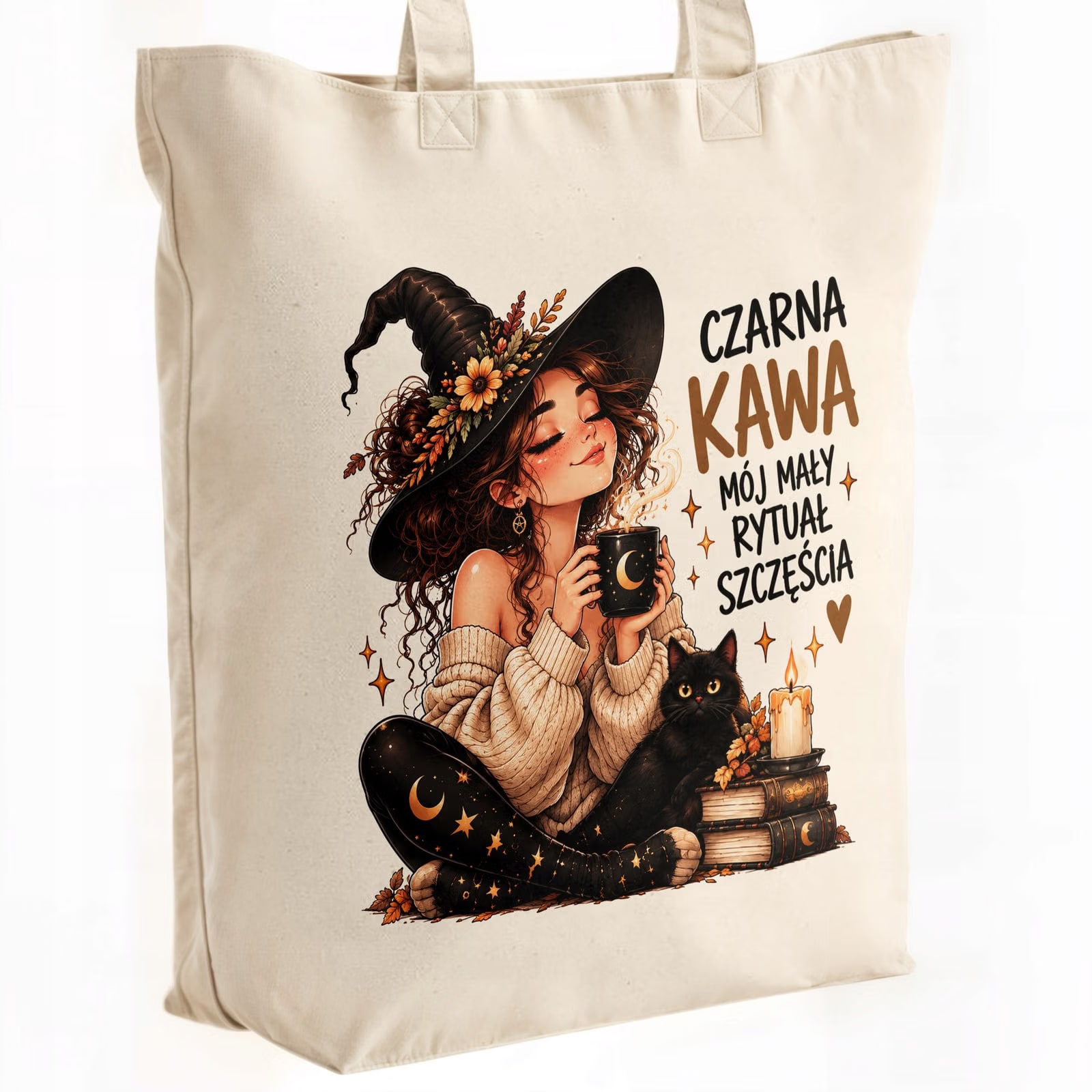 Torba shopper bawełniana premium wiedźma czarownica na zakupy