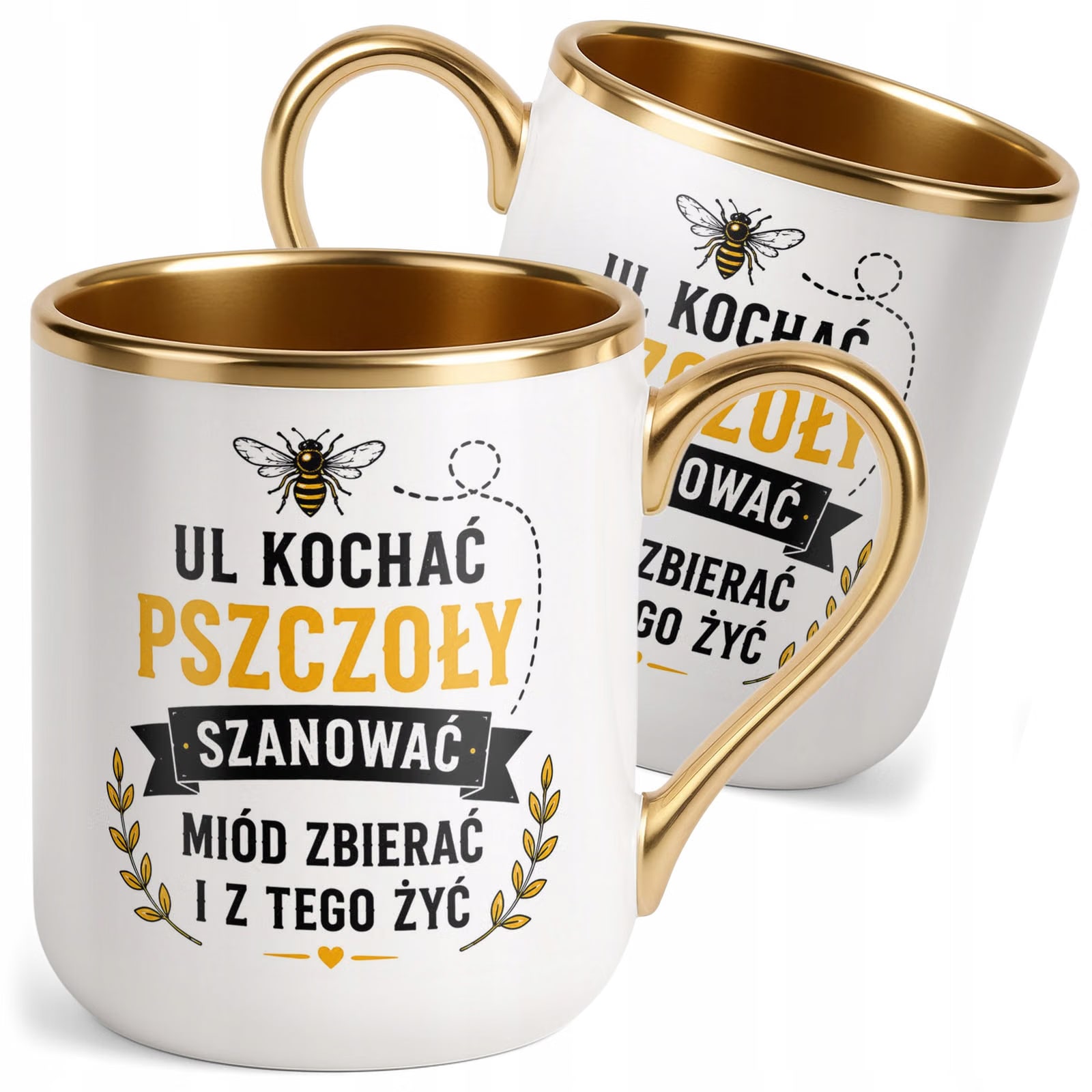 Kubek z nadrukiem Premium Złoty Dla Pszczelarza Szef Pasieki Prezent