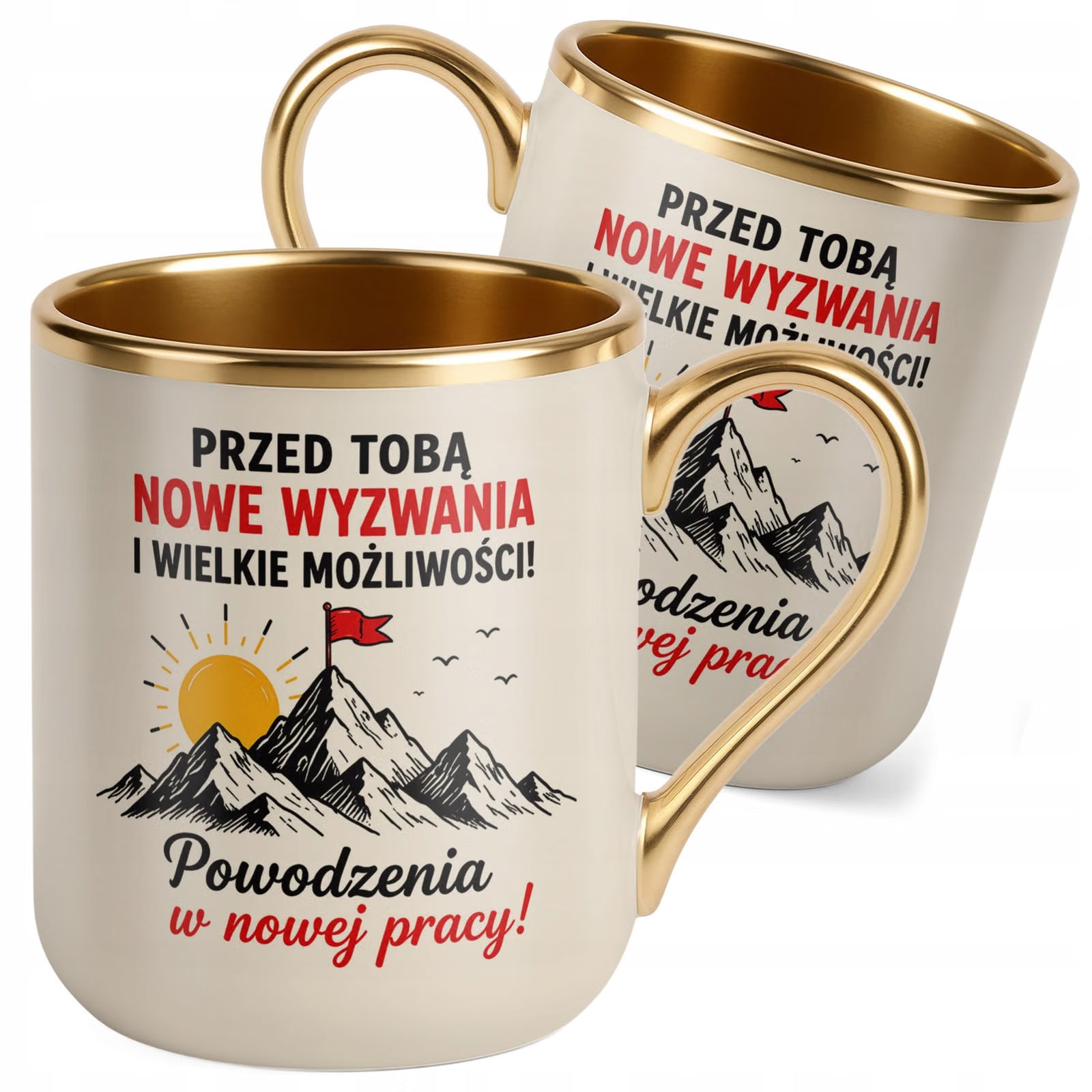 Kubek z nadrukiem Premium Złoty Ecru Pożegnanie Odejście z Pracy