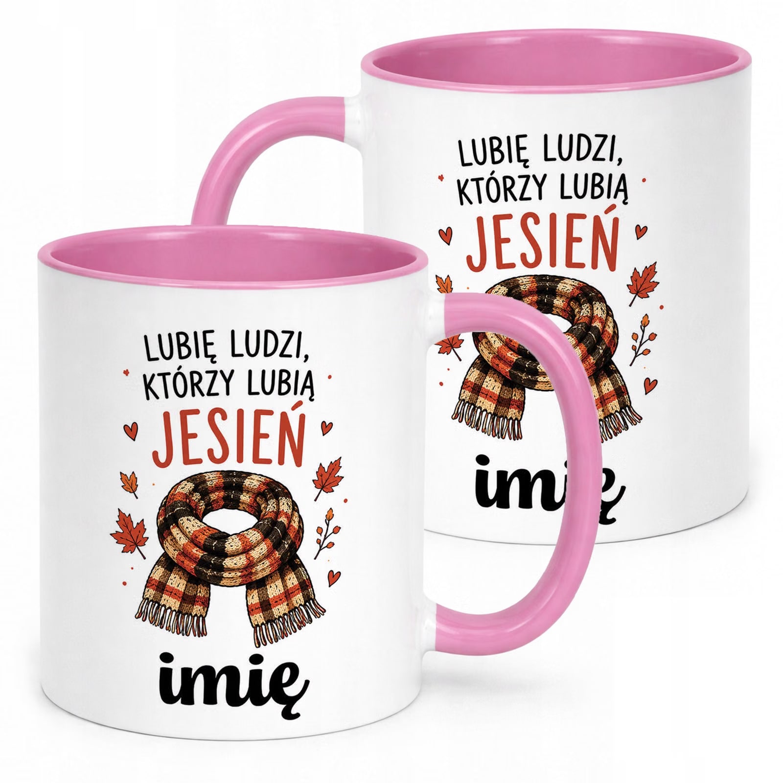 Różowy Kubek personalizowany z nadrukiem Jesienny Jesień Prezent Upominek
