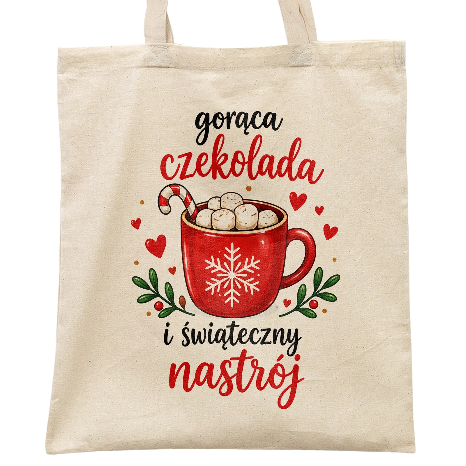 Torba shopper bawełniana świąteczna na zakupy z nadrukiem prezent