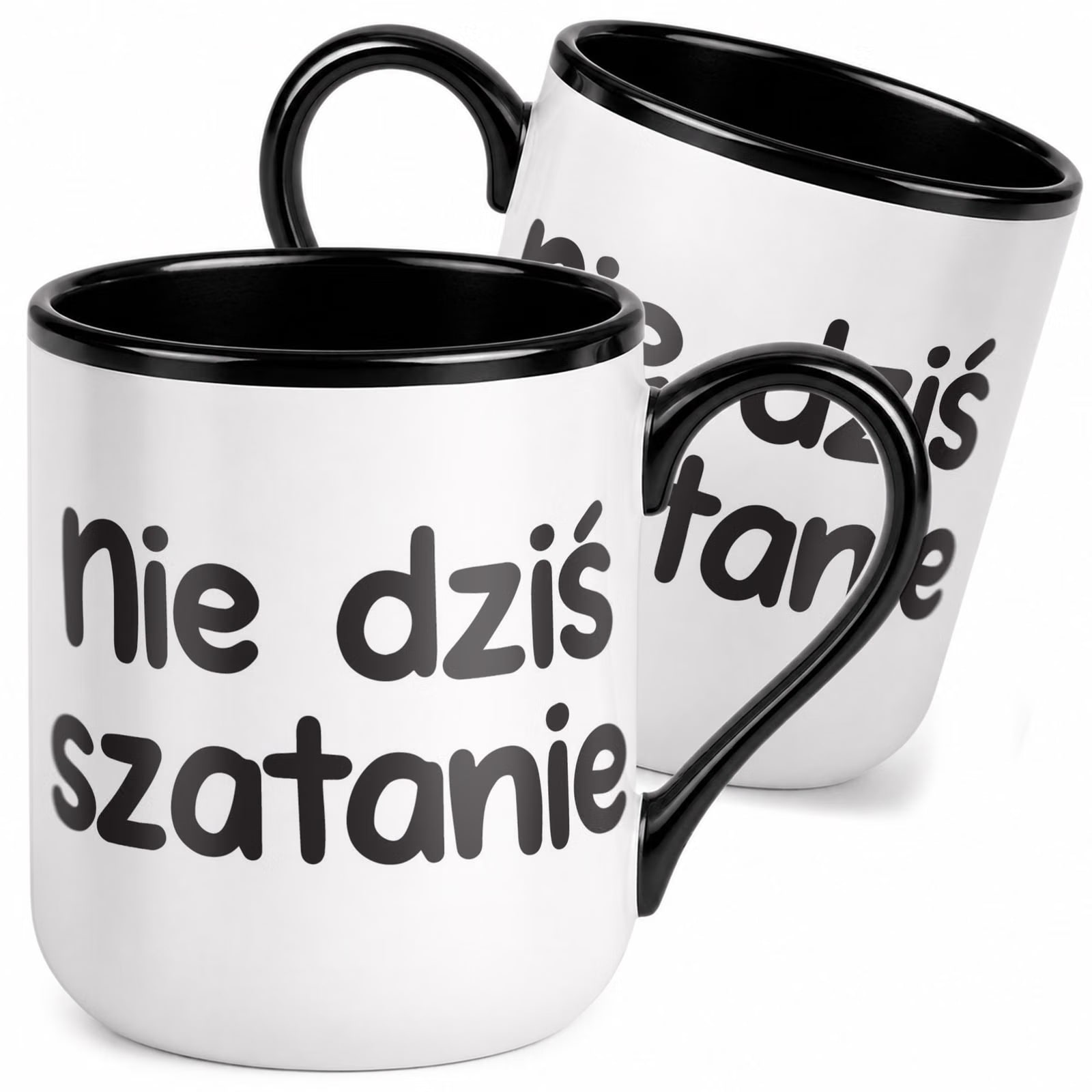 Kubek z nadrukiem Premium Czarny Nie Dziś Szatanie Upominek Prezent