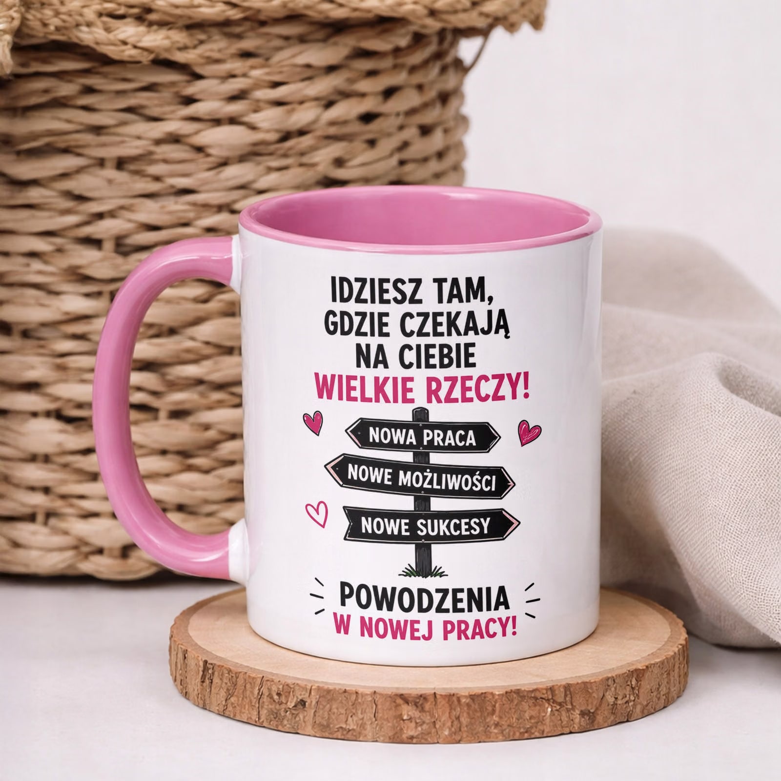 Kubek Różowy z nadrukiem Pożegnanie Odejście z Pracy Dla Koleżanki
