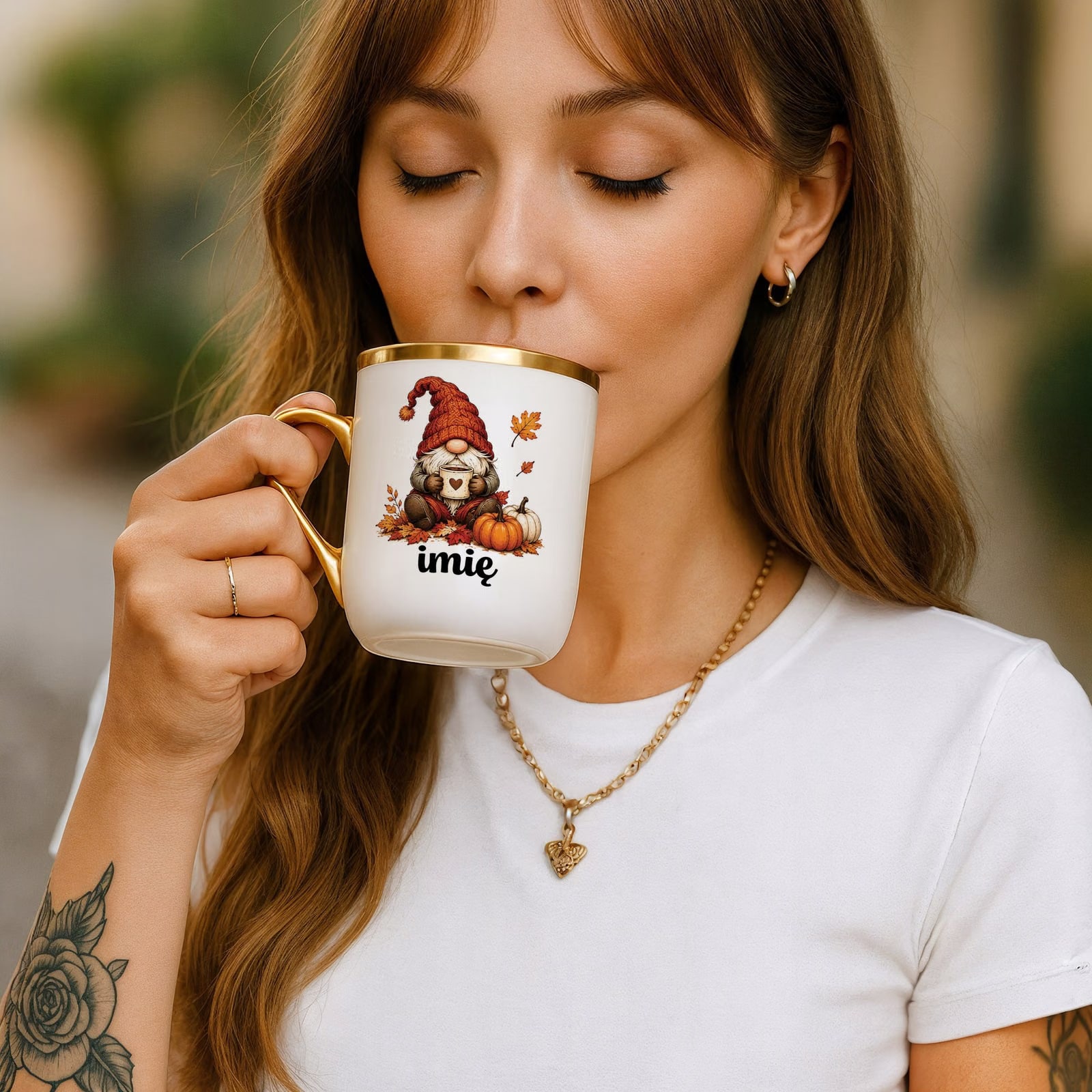 Kubek Personalizowany z nadrukiem Premium Złoty Jesienny Jesień