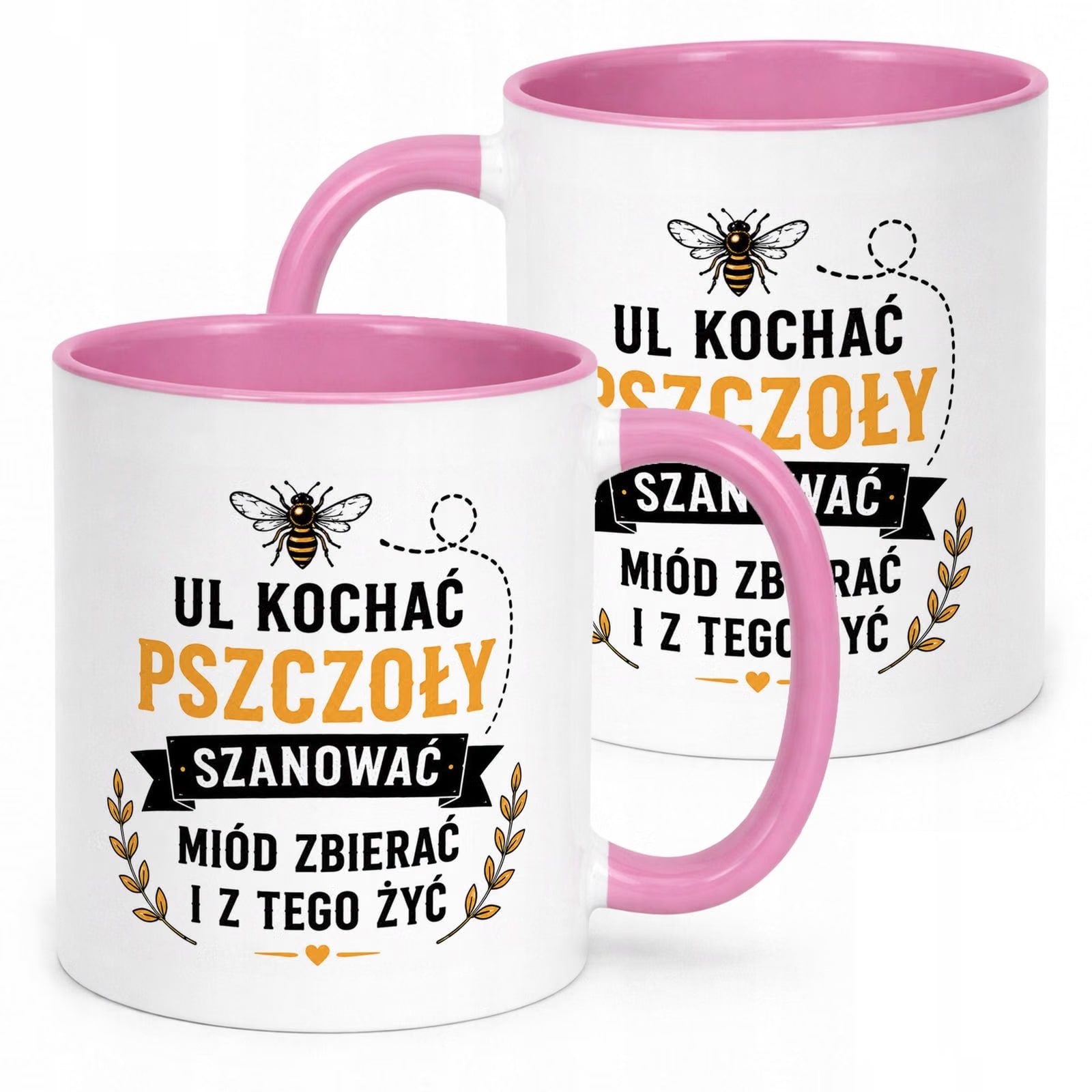 Różowy Kubek z nadrukiem Dla Pszczelarza Szef Pasieki Upominek Prezent
