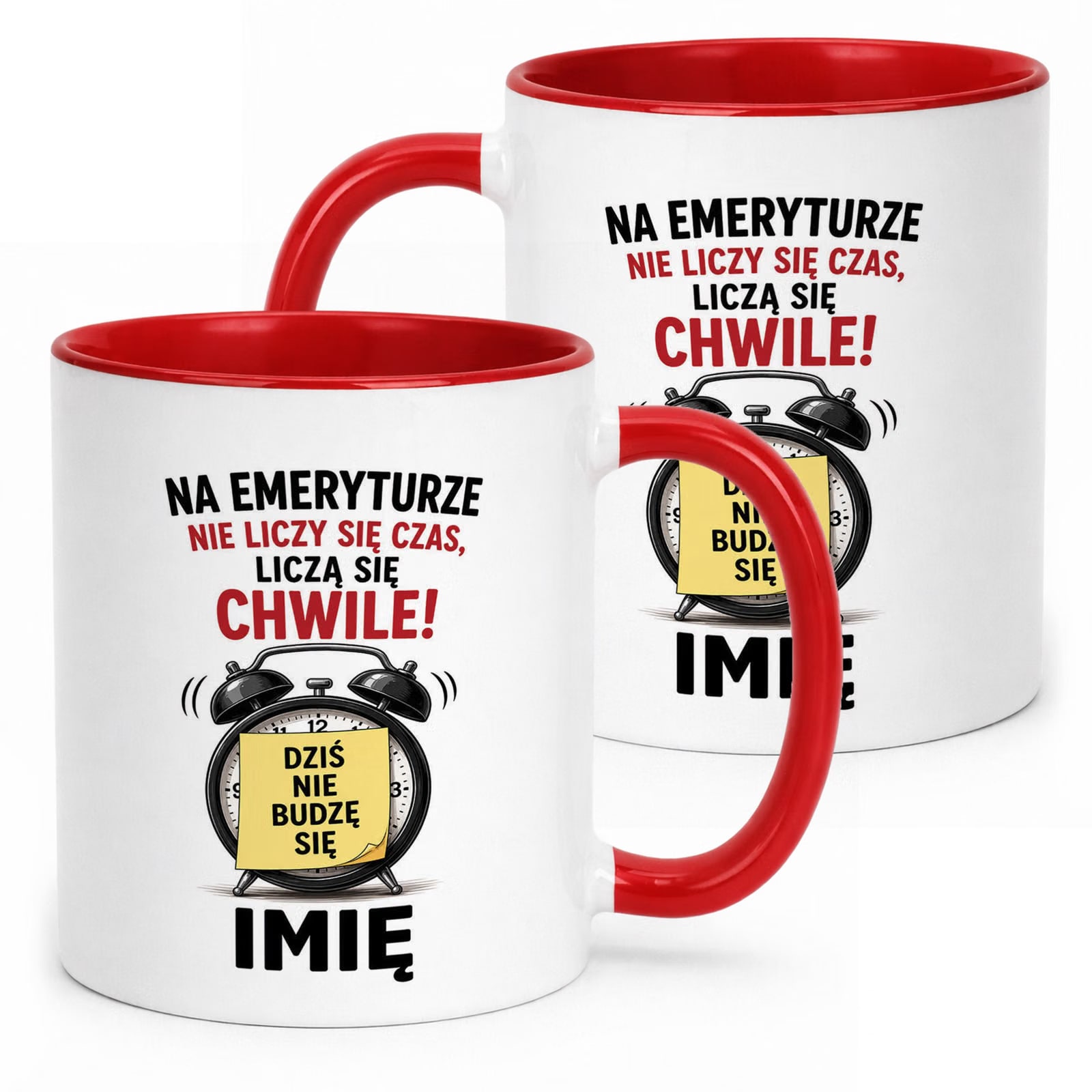 Kubek Czerwony Personalizowany z Nadrukiem Emerytura Upominek Prezent