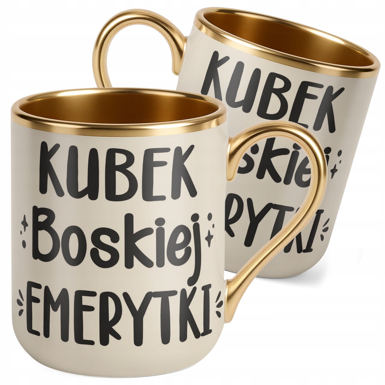 Kubek Premium Złoty Ecru Z okazji Emerytury Dla Emerytki Prezent