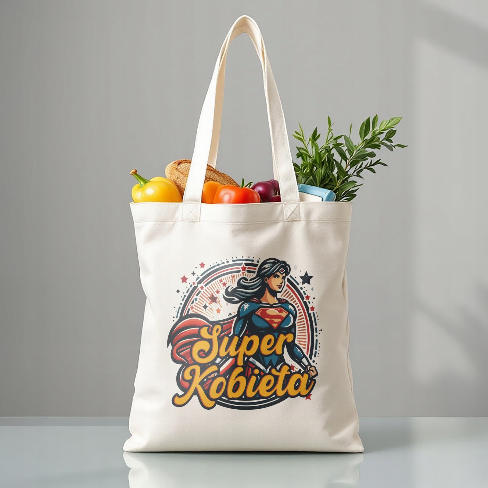 Torba bawełniana premium prezent na Dzień Kobiet Super Kobieta Upominek