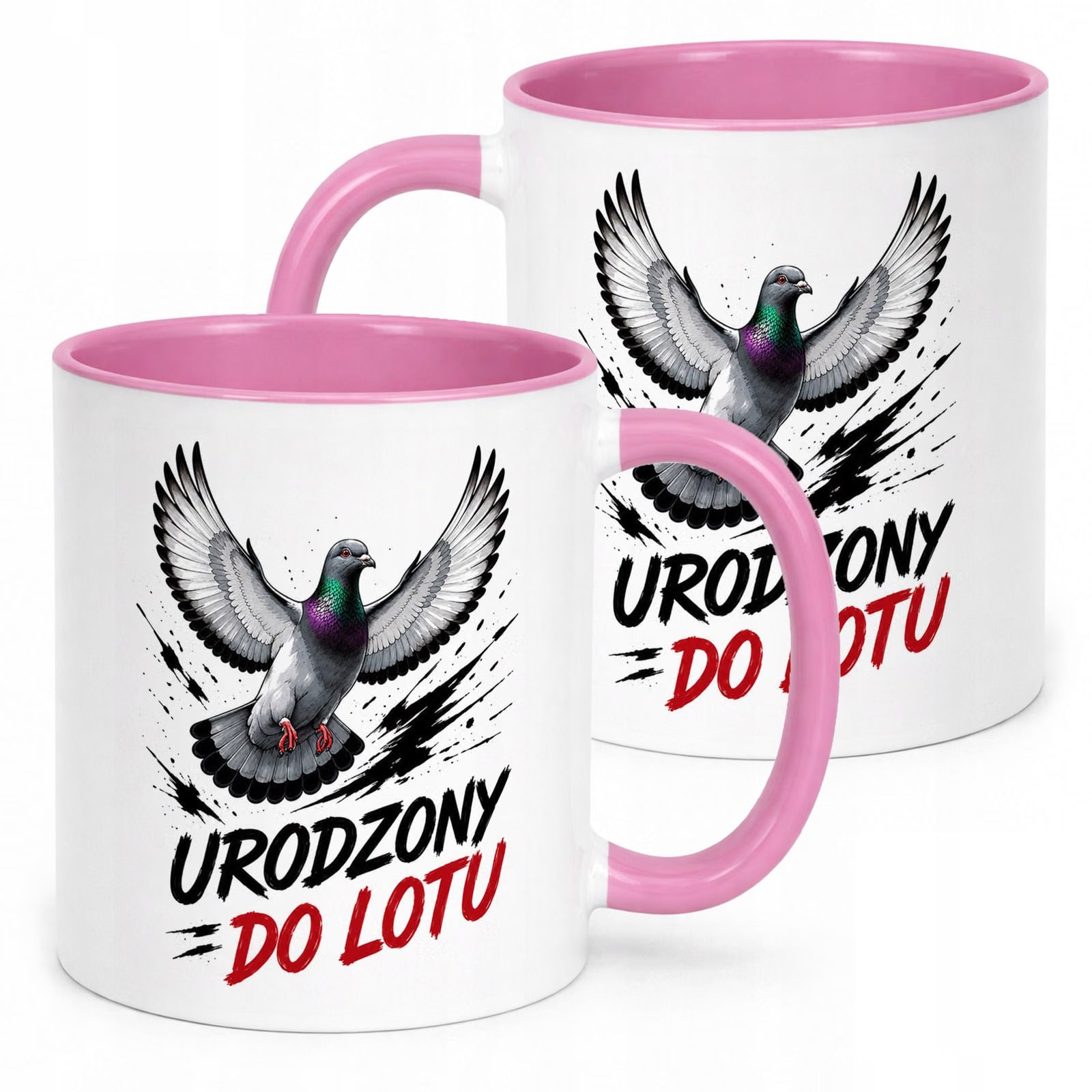 Różowy Kubek z nadrukiem Dla Gołębiarza Hodowcy Gołębi Upominek Prezent