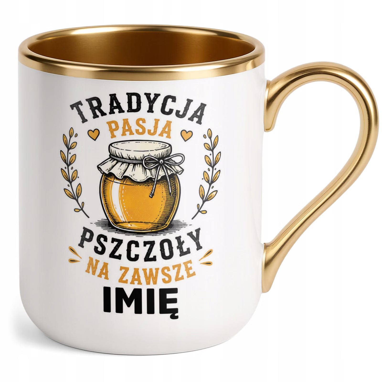 Kubek Personalizowany z nadrukiem Premium Złoty Dla Pszczelarza Prezent