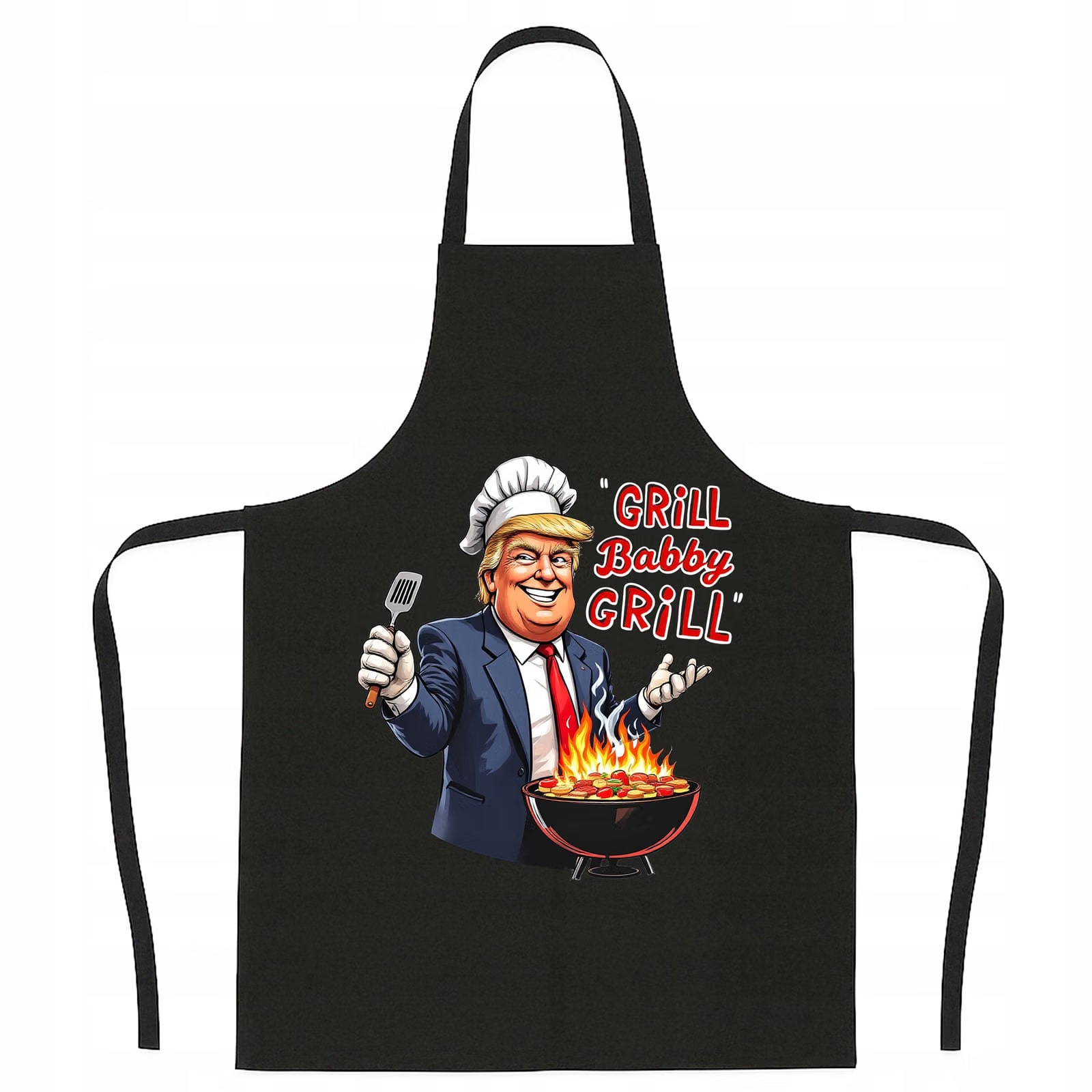 Bawełniany Czarny Fartuch Kuchenny Grill Baby Trump Fartuszek Z Nadrukiem