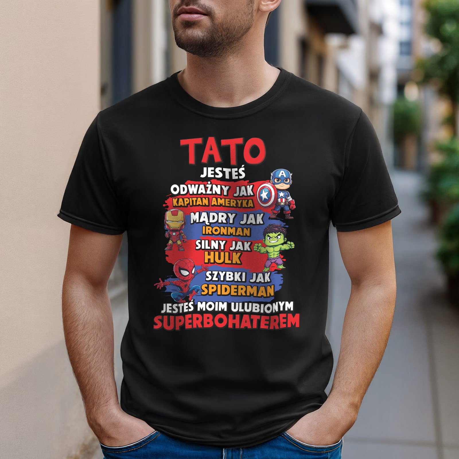 Koszulka czarna męska Dzień Ojca Dla Taty Prezent