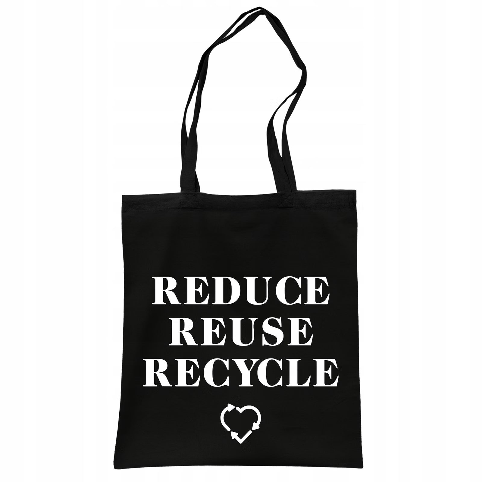 Torba bawełniana czarna na zakupy Reduce Reuse Recycle Ekologia