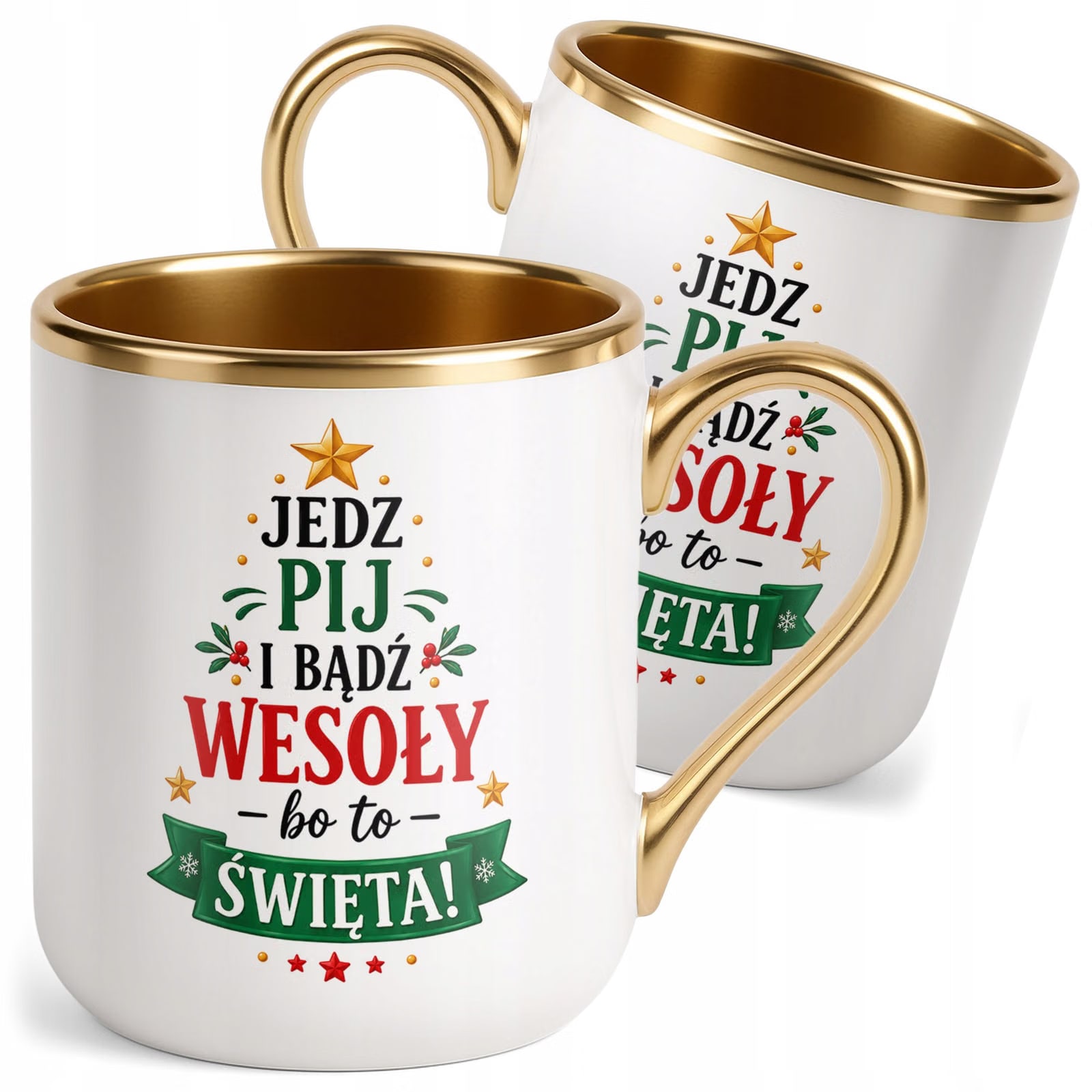 Kubek Premium Złoty Boże Narodzenie Mikołajki Święta Choinka Prezent