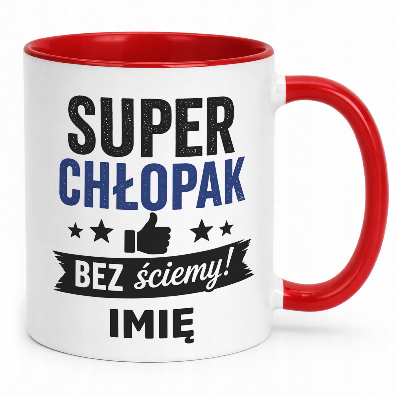Czerwony Kubek personalizowany z nadrukiem Dzień Chłopaka Mężczyzny Prezent