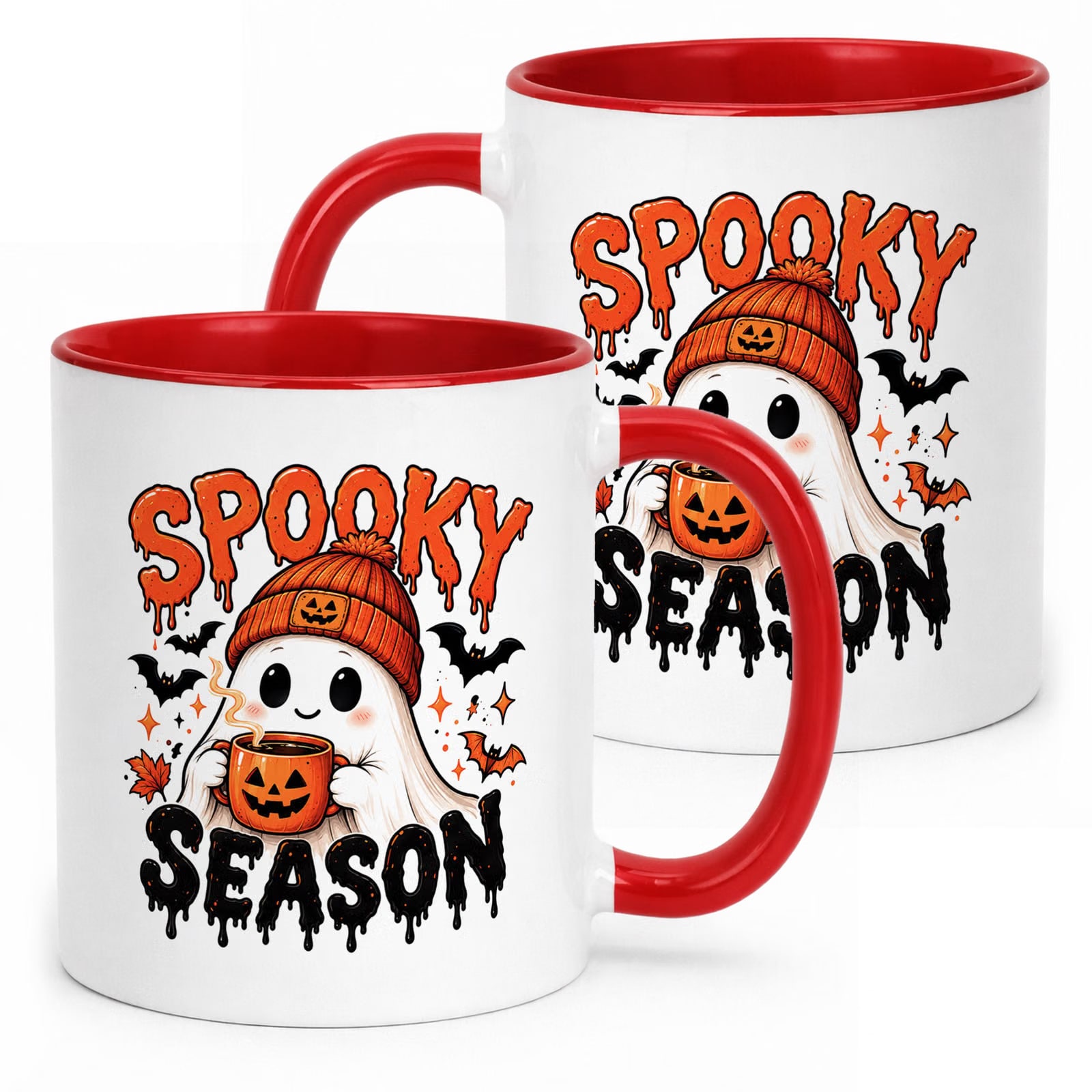 Kubek Czerwony z Nadrukiem Halloween Jesień Spooky Season Prezent