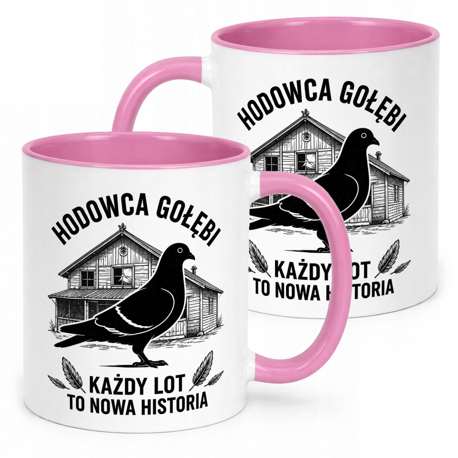 Różowy Kubek z nadrukiem Dla Gołębiarza Hodowcy Gołębi Upominek Prezent