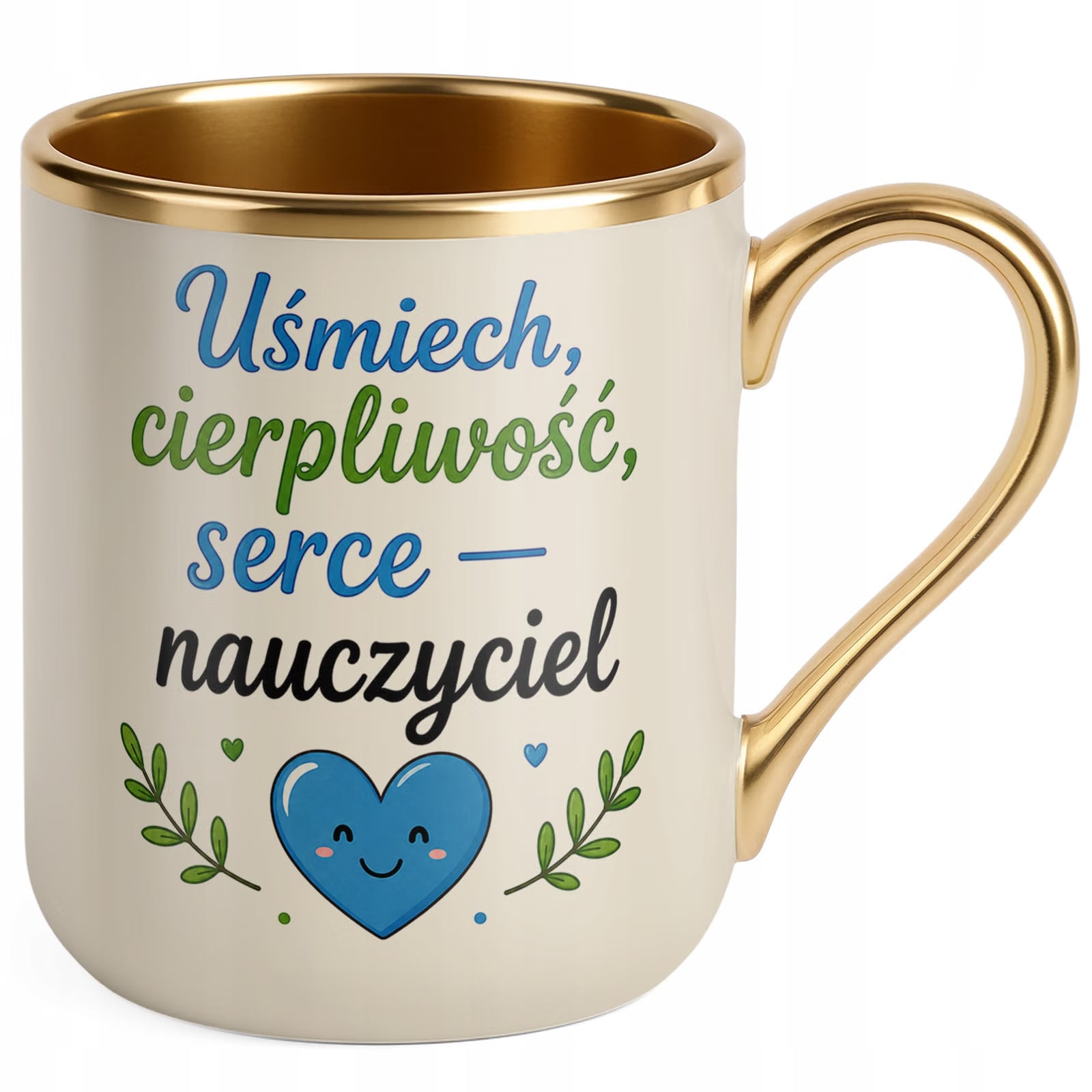 Kubek Premium Złoty Ecru Dzień Nauczyciela Dla Nauczyciela Prezent Upominek