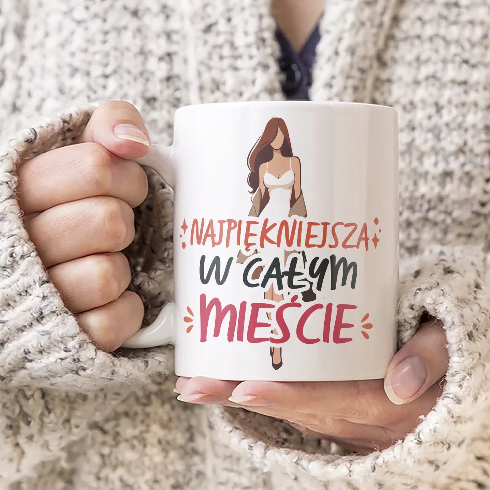 Kubek ceramiczny Dzień Kobiet Najpiękniejsza W Całym Mieście Prezent