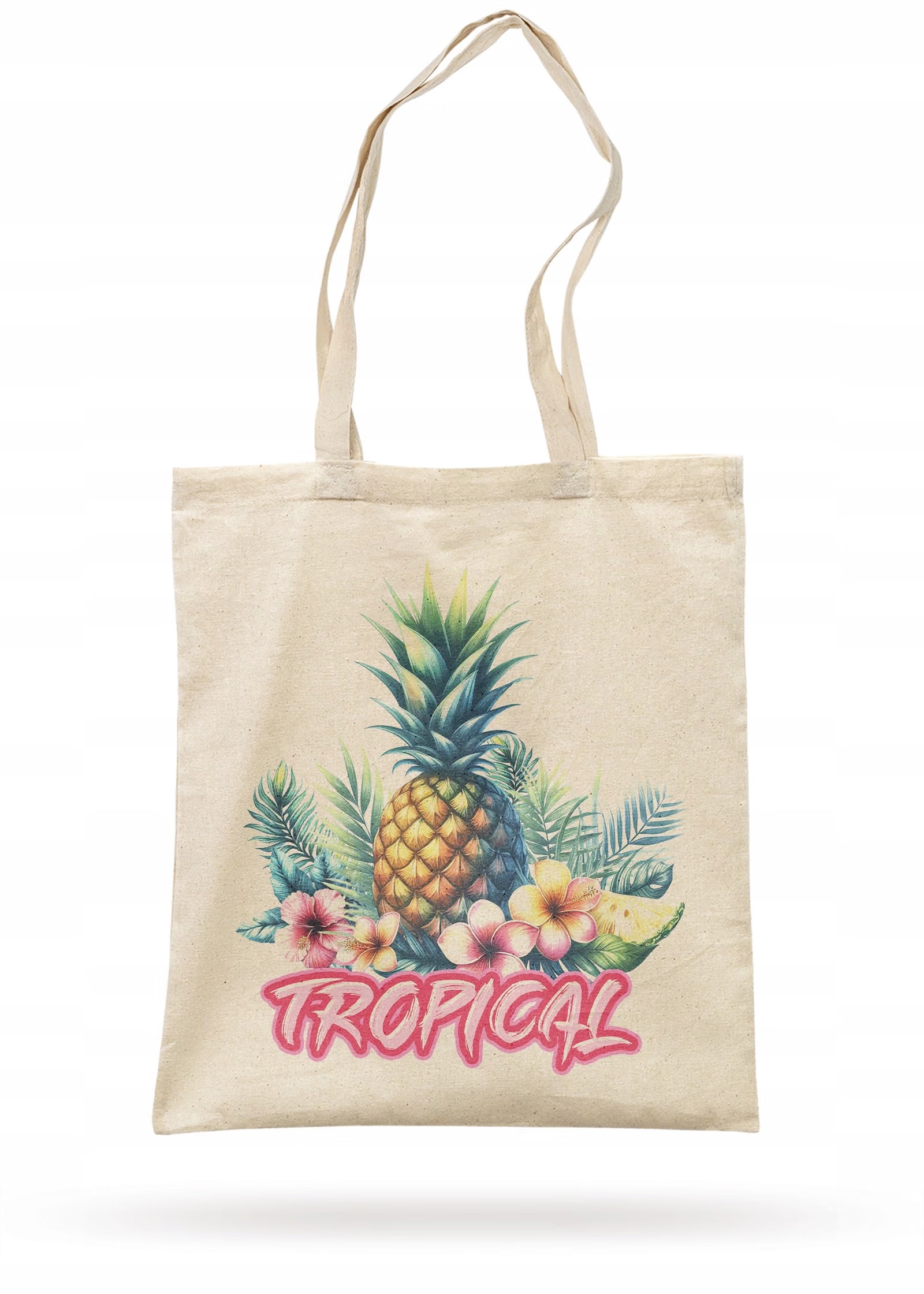 Torba bawełniana z dnem na zakupy TROPICAL Egzotyczny Motyw Palma Ananas