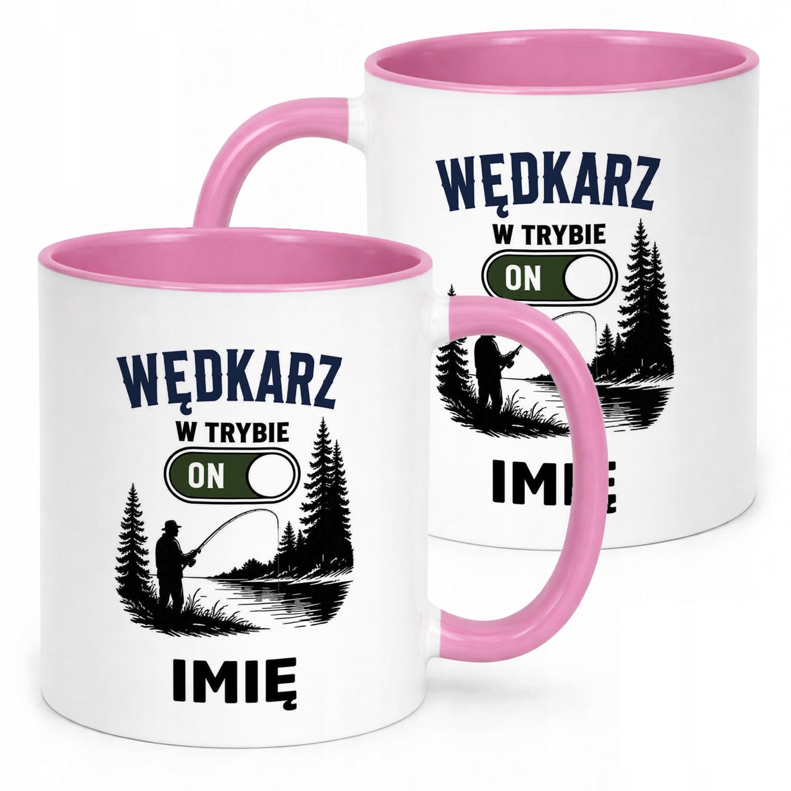 Różowy Kubek Personalizowany z nadrukiem Dla Wędkarza Upominek Prezent