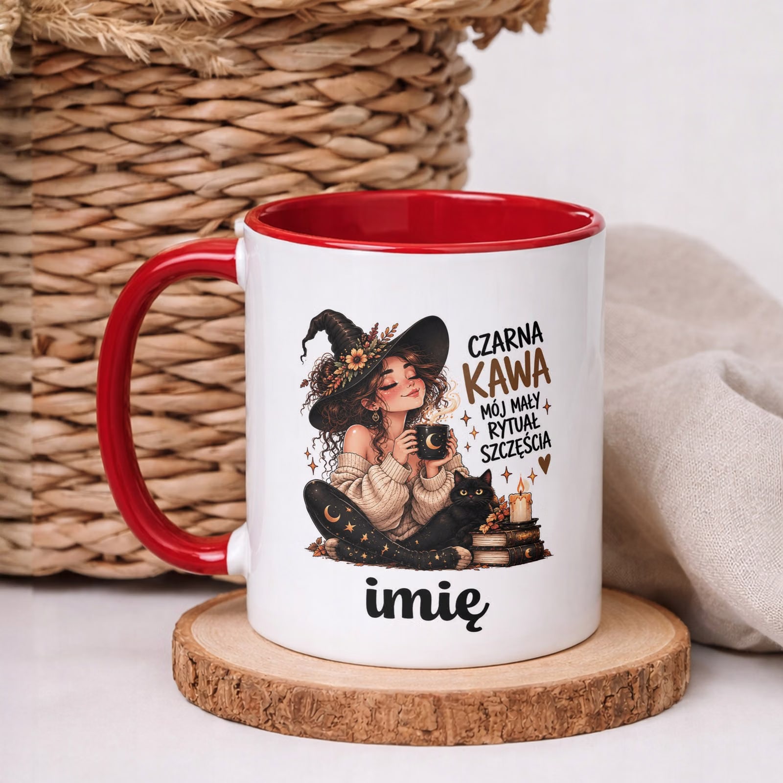 Kubek Czerwony Personalizowany z Nadrukiem Dla Kobiet Czarownica Wiedźma